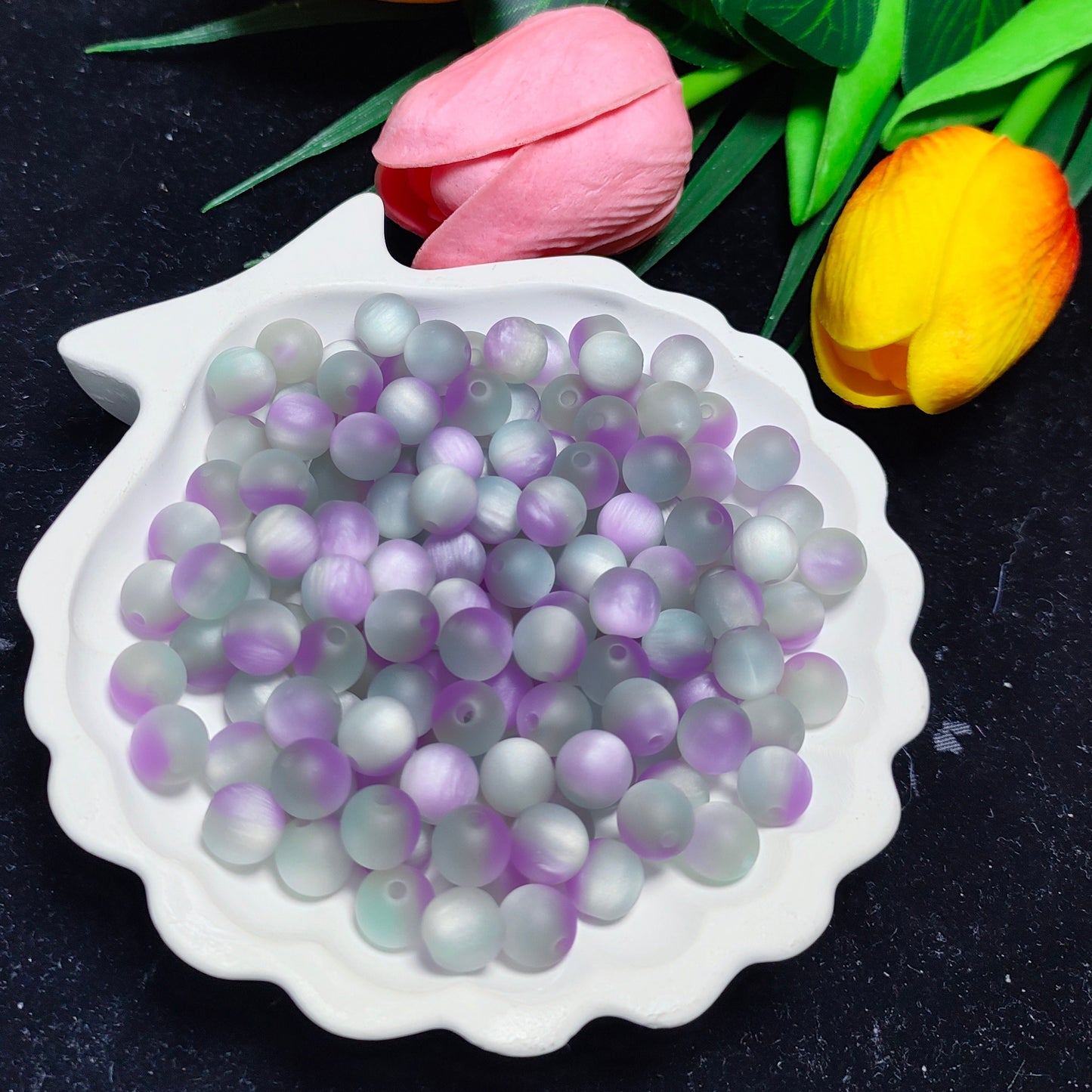 8mm&1omm tricolor brushed matt frostedcats eye round resin beads 50pcs per bag for DIYbraclet&keychain&car hanger material