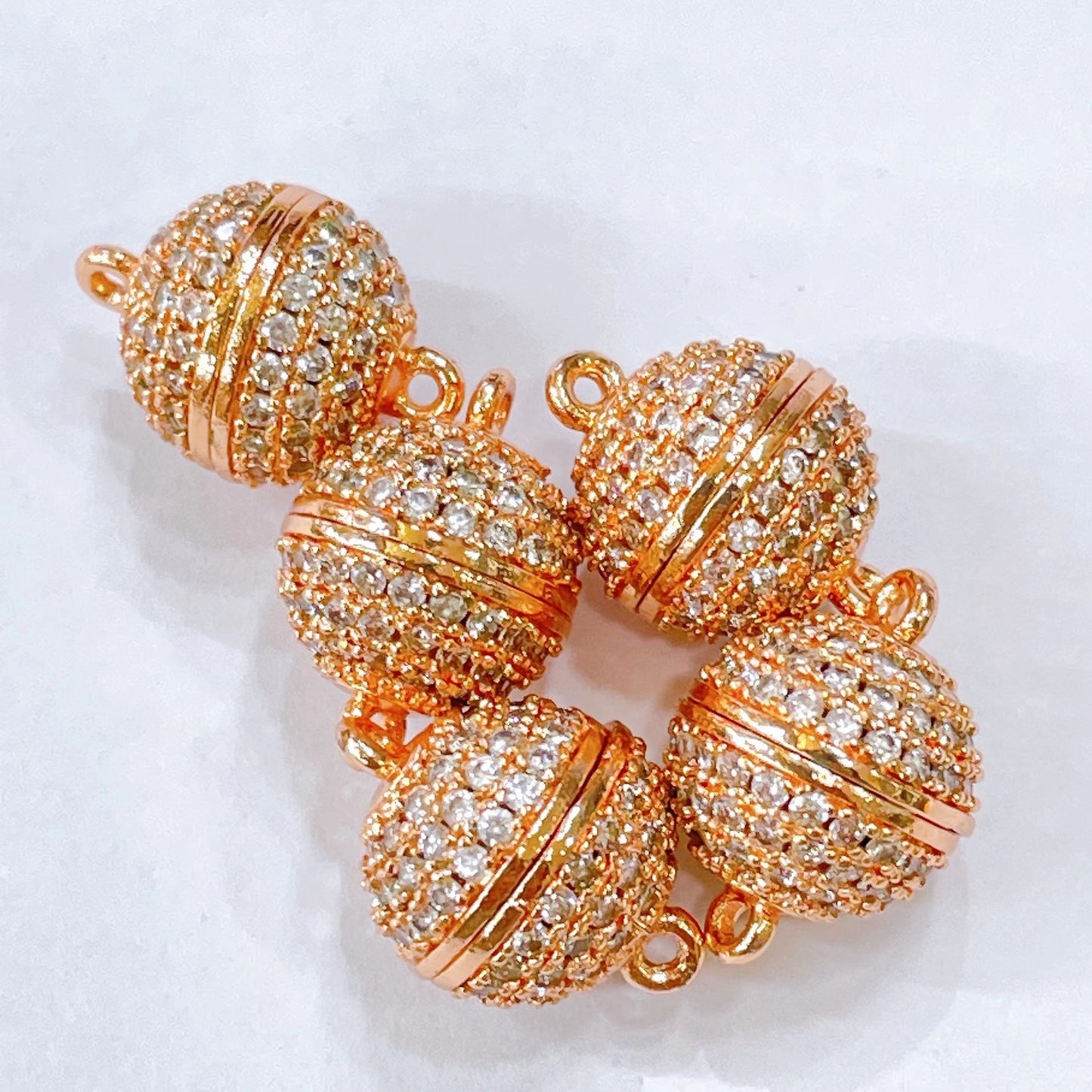 Micro-inlaid zircon copper matrial real 14K gold plated strong color retention 10mm magnetic clasp DIY bracelet necklace ending buckle jewelry accessories