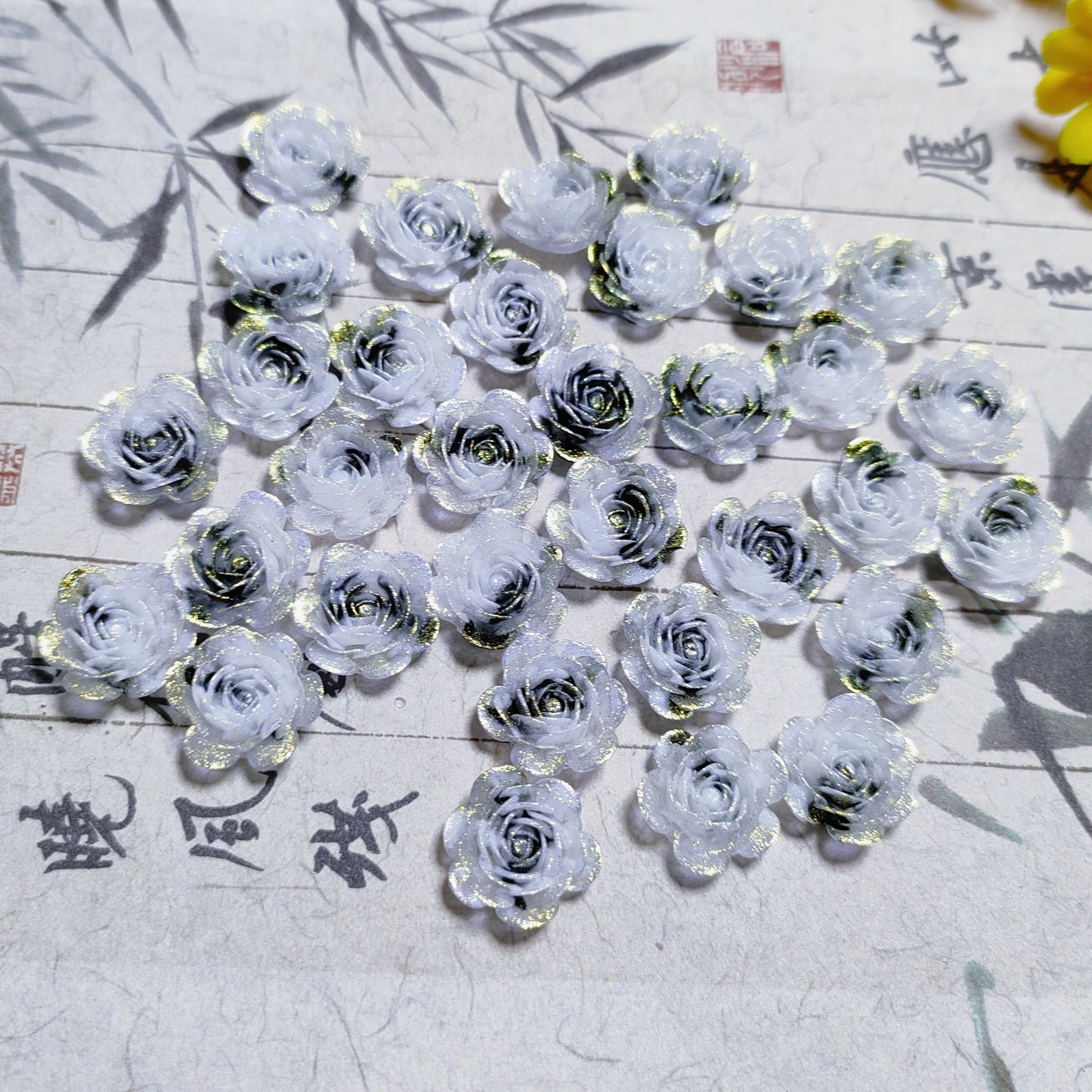 11mm&12mm soft resin true love rose &roses with no-hole and curl edge&peony flower 20g per bag for nail&keychian&bracelet&car hangers