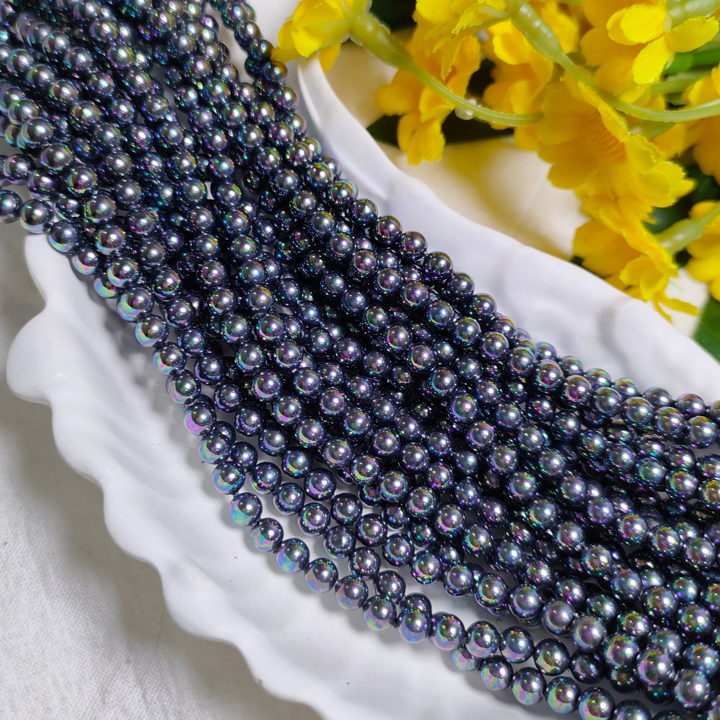 4mm artificial pressed shell pearls for DIY bracelet&necklace&sun cathers&car hangers&keychain etc