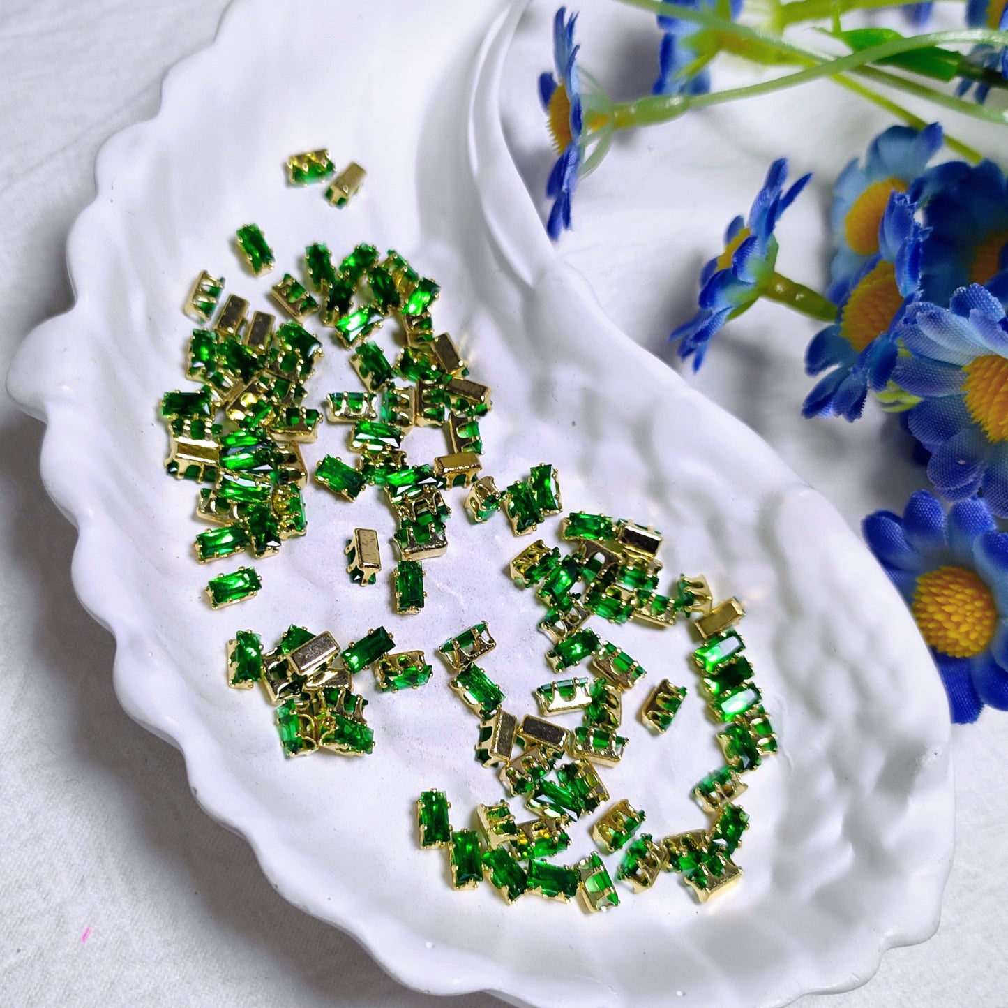 2.5x5mm rectangle zircon rhinestones with golden and silver base for DIY bracelet & necklace