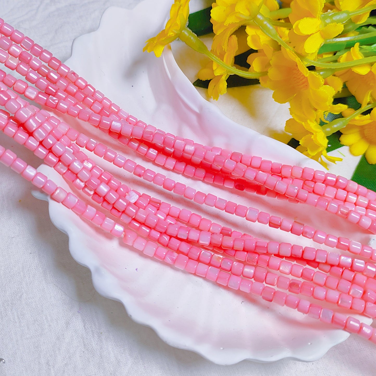 3.5mm natural fresh water pressed shell colored cylindrical beads for DIY bracelet&necklace&keychian etc