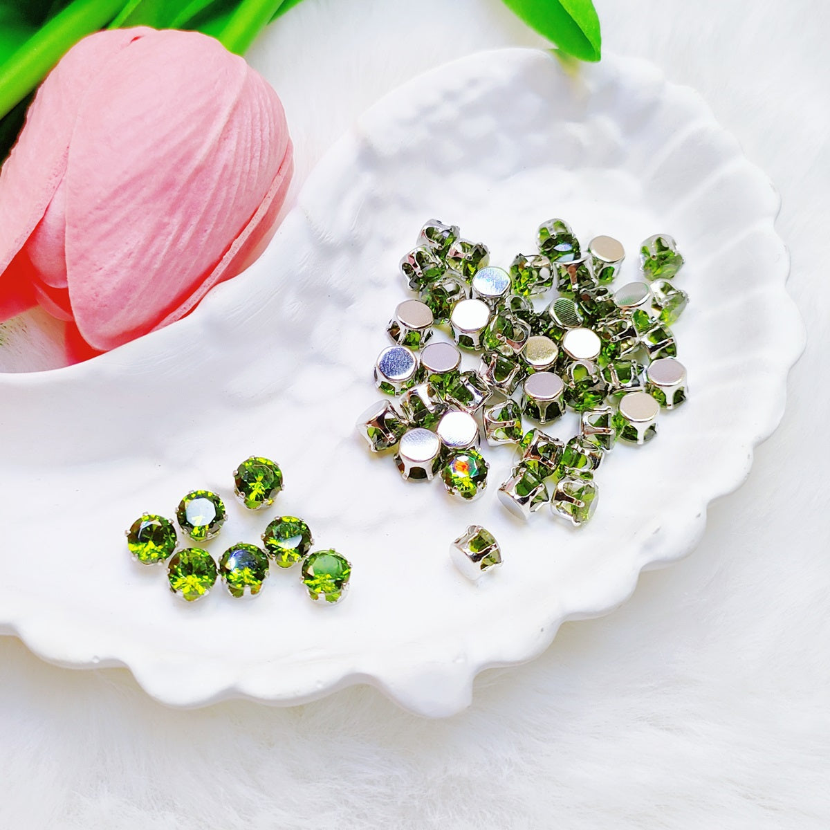 6mm round zircon rhinestones with golden and silver base for DIY bracelet & necklace