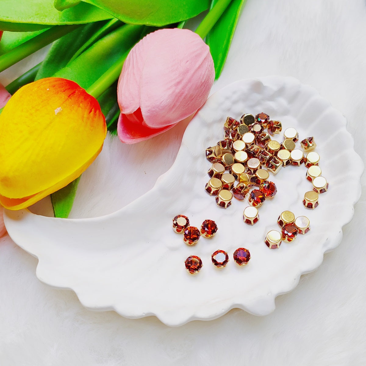 6mm round zircon rhinestones with golden and silver base for DIY bracelet & necklace