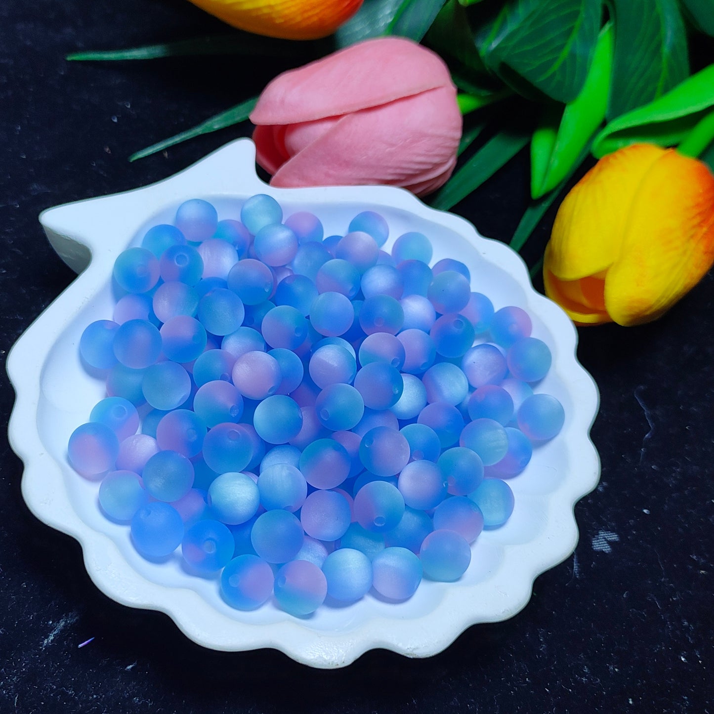 8mm&1omm tricolor brushed matt frostedcats eye round resin beads 50pcs per bag for DIYbraclet&keychain&car hanger material