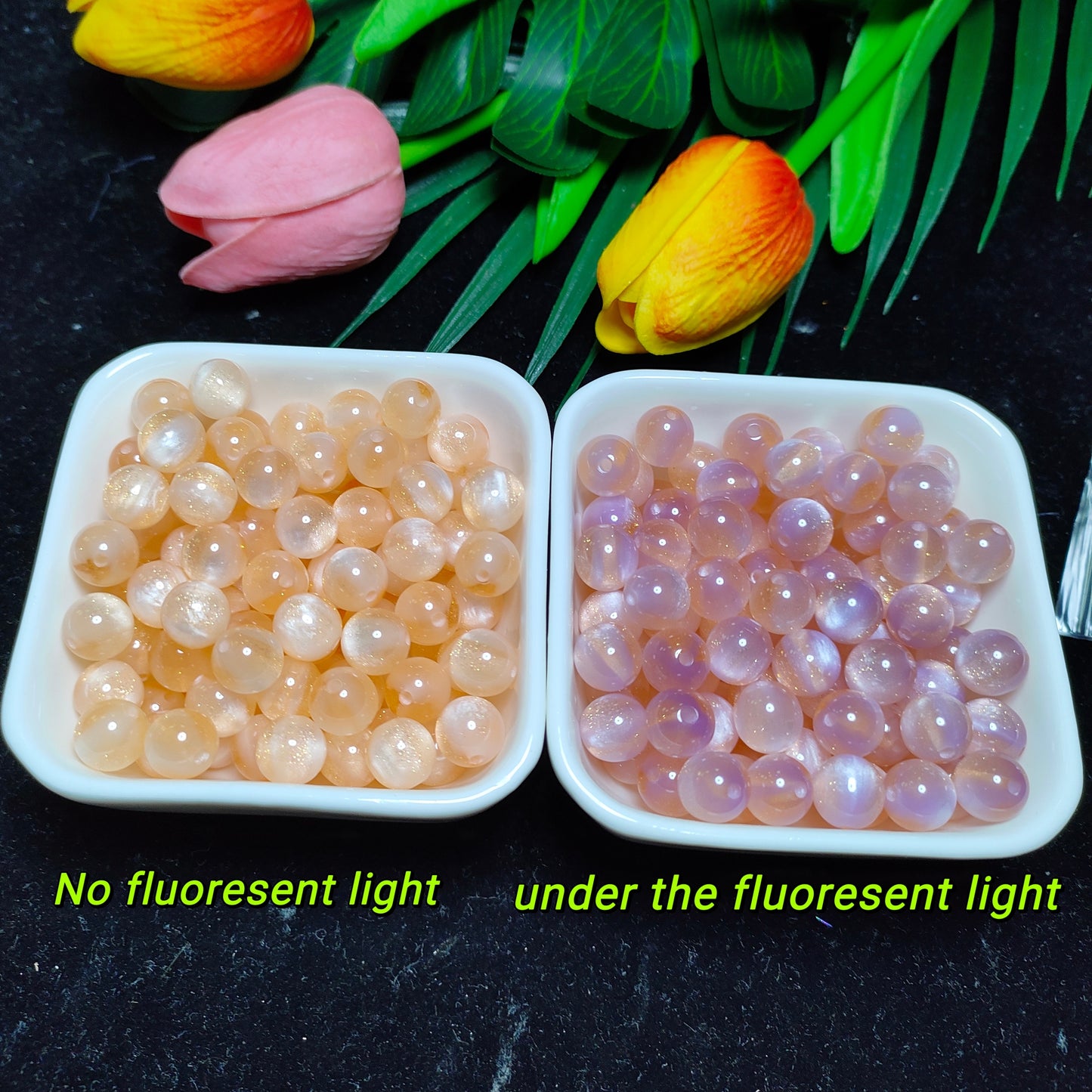 10mm Color-changing fine flash ultravioletlight changing cats eye round resin beads 50pcs per bag forDIY braclet&keychain&car hanger material