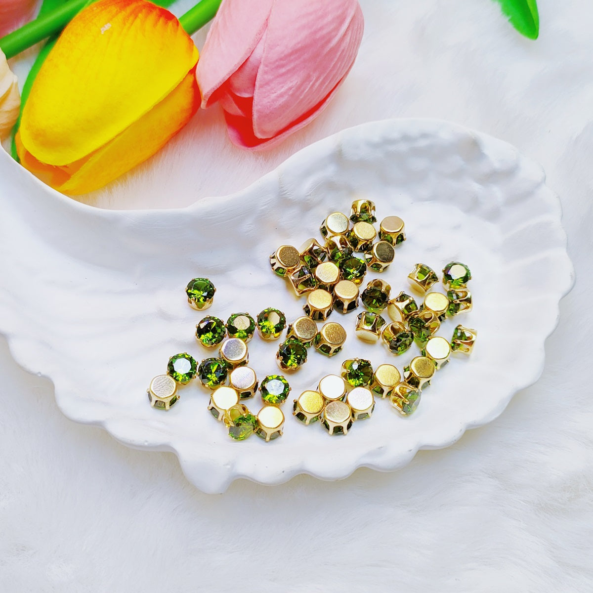 4mm round zircon rhinestones with golden and silver base for DIY bracelet & necklace