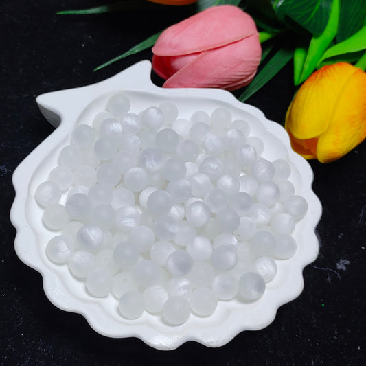 8mm&10mm brushed matt frosted cats eyeround resin beads 50pcs per bag for DIYbracelet&keychain&car hanger material