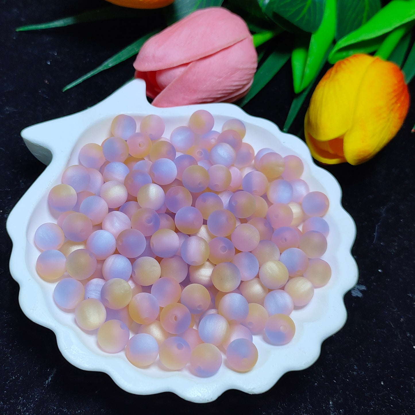 8mm&1omm tricolor brushed matt frostedcats eye round resin beads 50pcs per bag for DIYbraclet&keychain&car hanger material