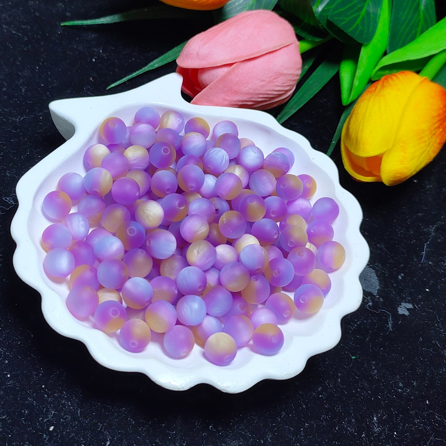 8mm&1omm tricolor brushed matt frostedcats eye round resin beads 50pcs per bag for DIYbraclet&keychain&car hanger material