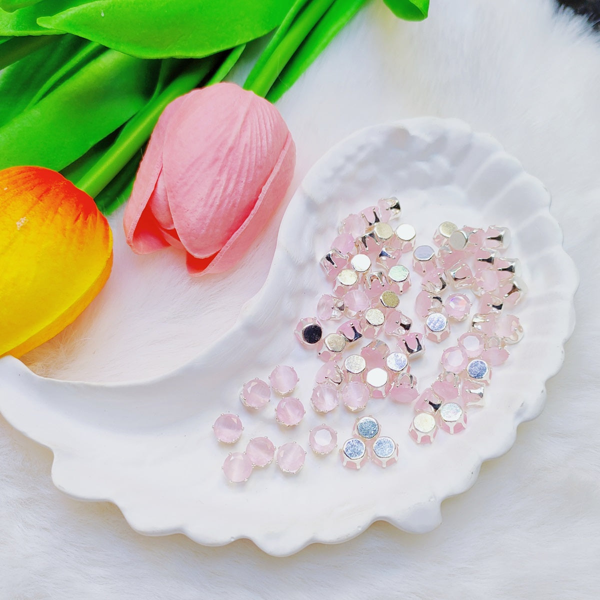 6mm round zircon rhinestones with golden and silver base for DIY bracelet & necklace