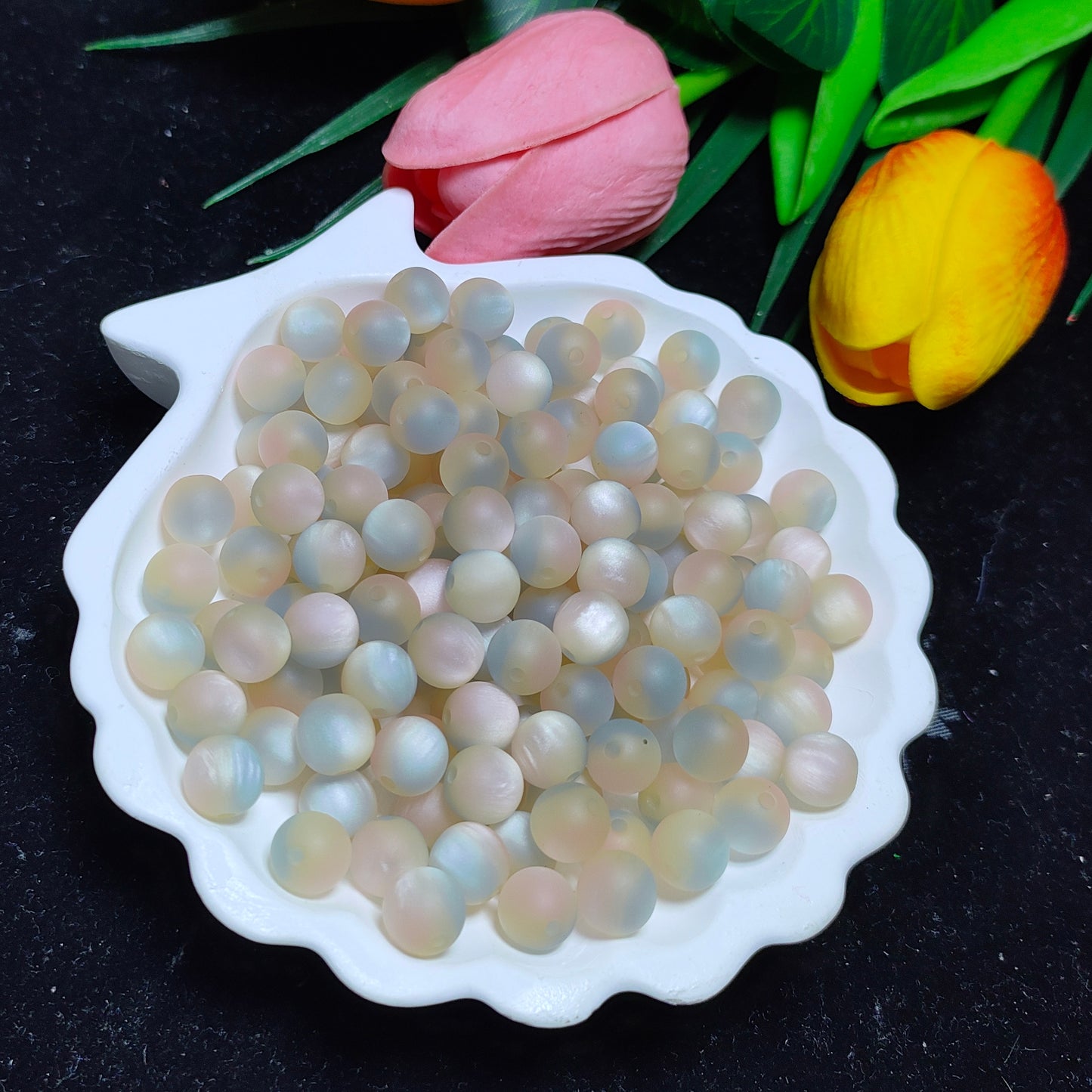 8mm&1omm tricolor brushed matt frostedcats eye round resin beads 50pcs per bag for DIYbraclet&keychain&car hanger material