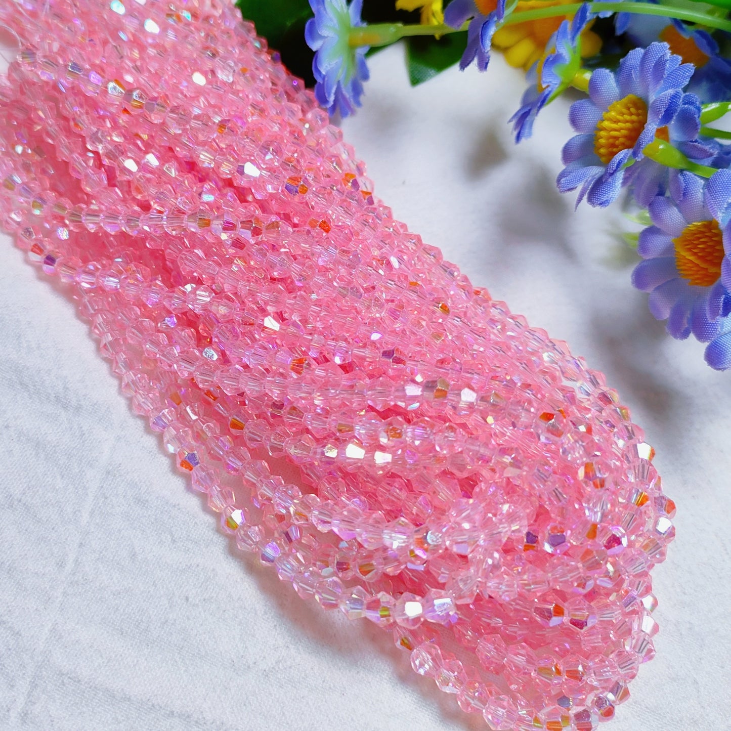 【5 strands≈400pcs】4mm K9 crystal glass bicone beads for DIY bracelet & necklace & keychain accessories