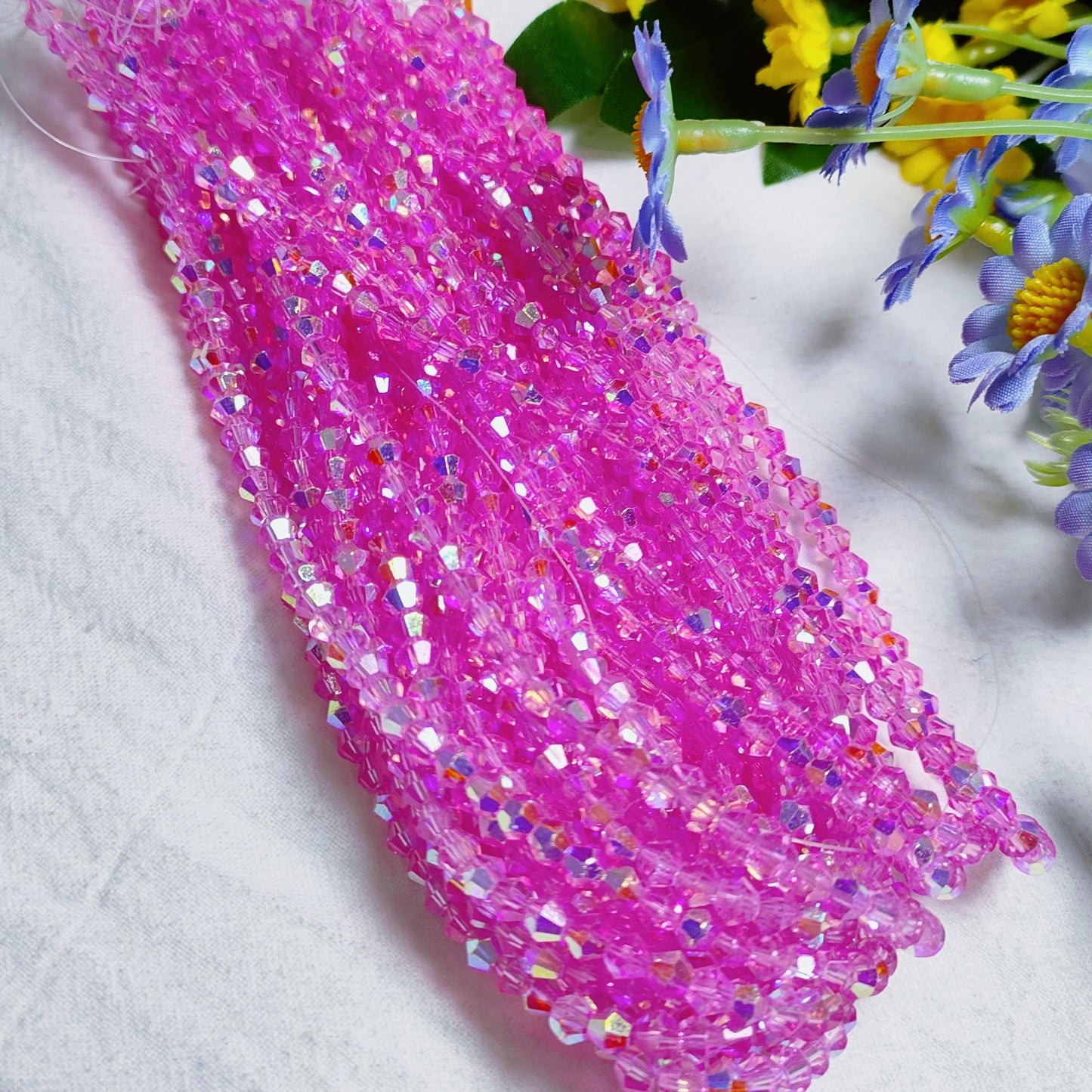【5 strands≈400pcs】4mm K9 crystal glass bicone beads for DIY bracelet & necklace & keychain accessories