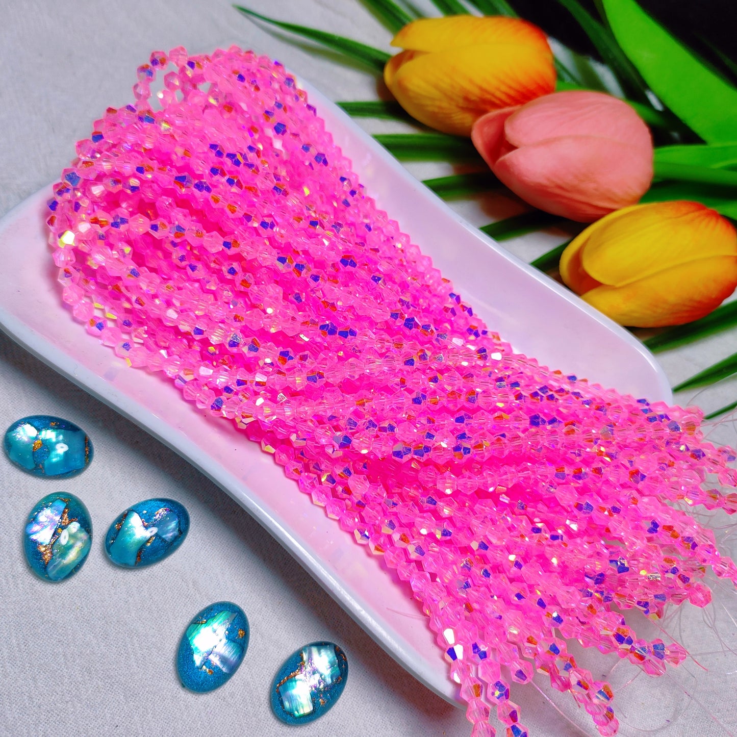 【5 strands≈400pcs】4mm K9 crystal glass bicone beads for DIY bracelet & necklace & keychain accessories