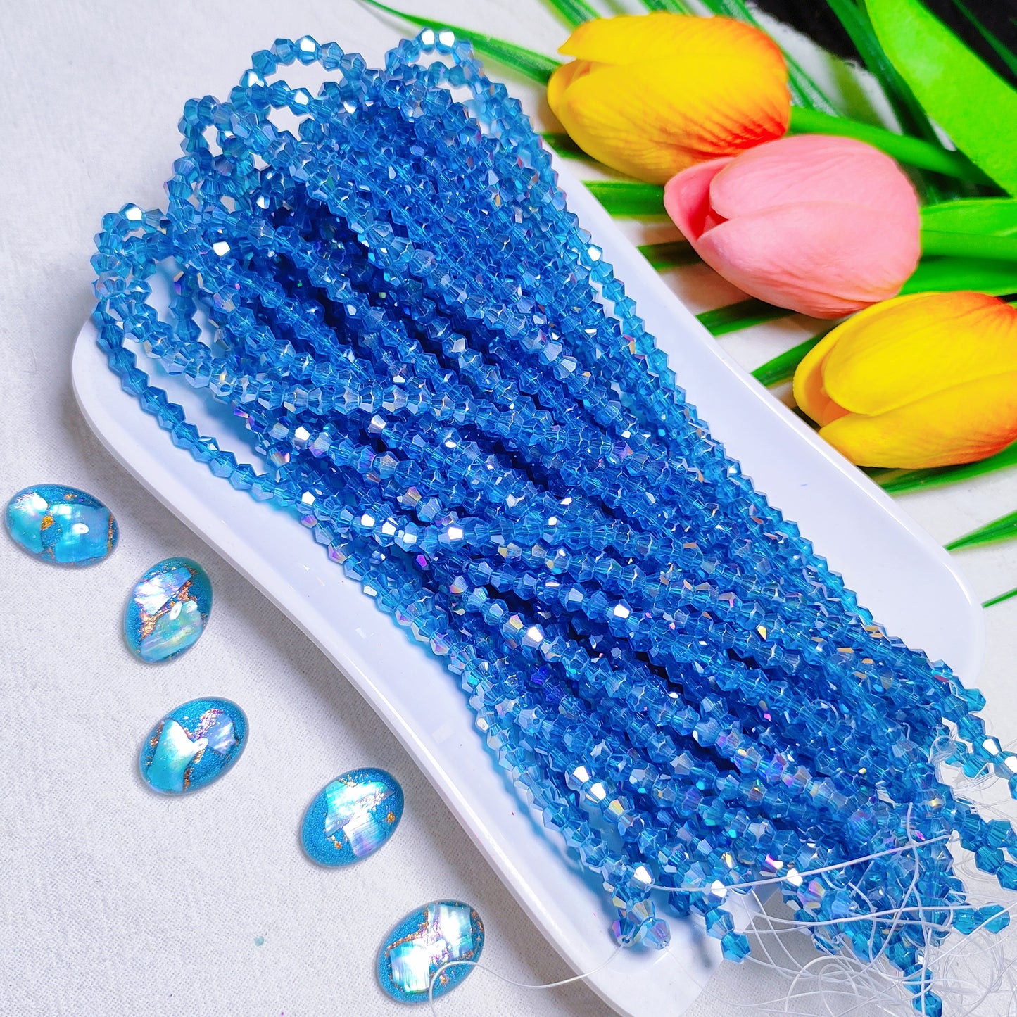 【5 strands≈400pcs】4mm K9 crystal glass bicone beads for DIY bracelet & necklace & keychain accessories