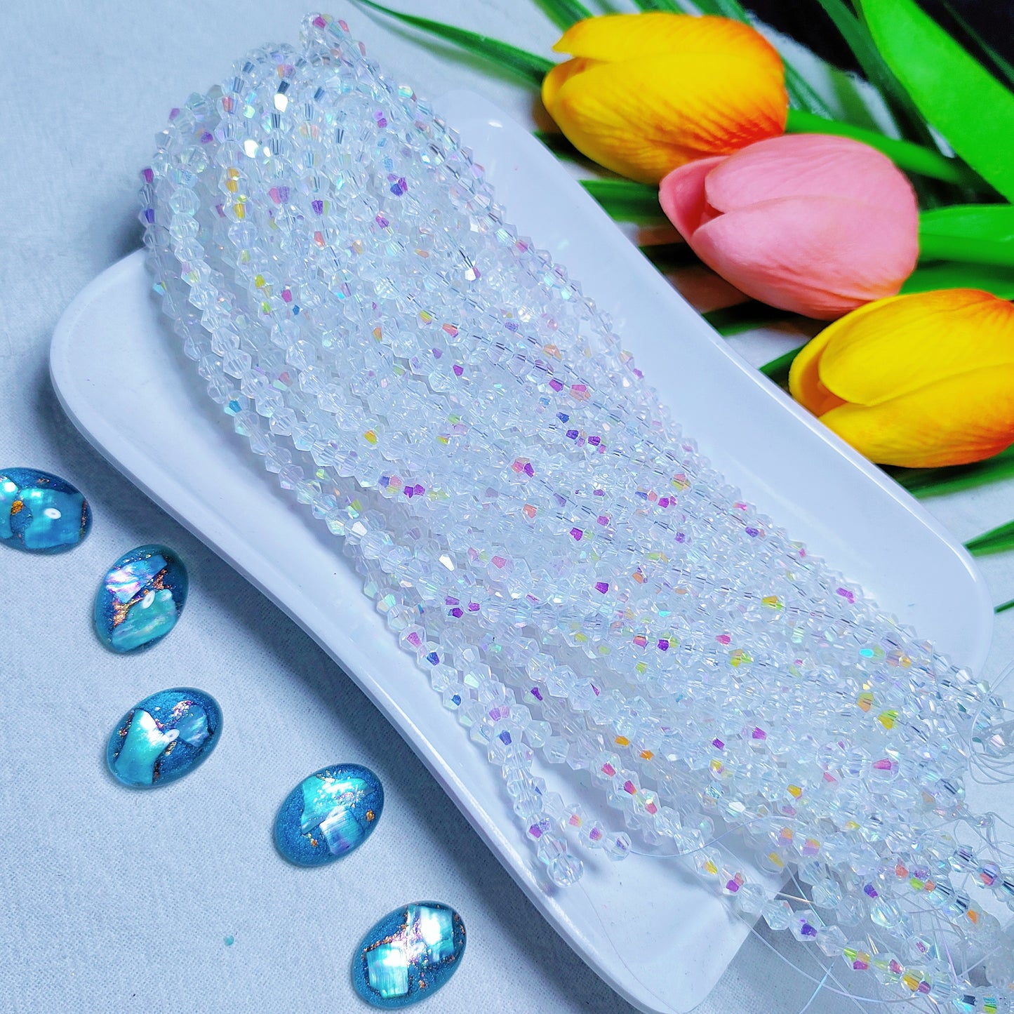 【5 strands≈400pcs】4mm K9 crystal glass bicone beads for DIY bracelet & necklace & keychain accessories