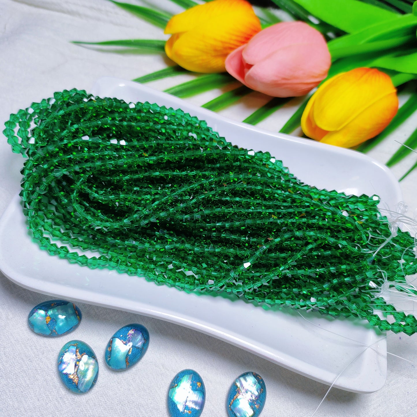 【5 strands≈400pcs】4mm K9 crystal glass bicone beads for DIY bracelet & necklace & keychain accessories