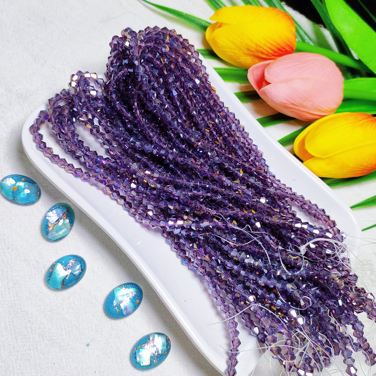 【5 strands≈400pcs】4mm K9 crystal glass bicone beads for DIY bracelet & necklace & keychain accessories