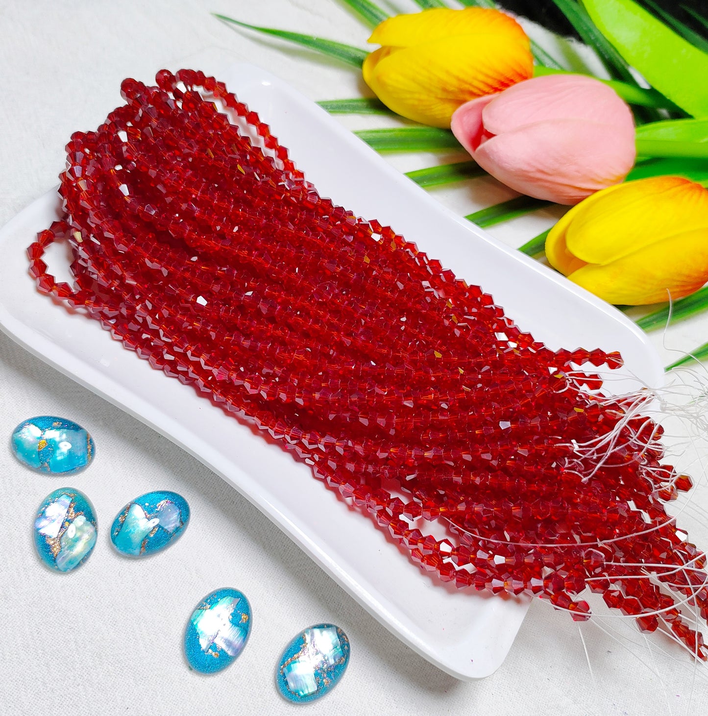 【5 strands≈400pcs】4mm K9 crystal glass bicone beads for DIY bracelet & necklace & keychain accessories