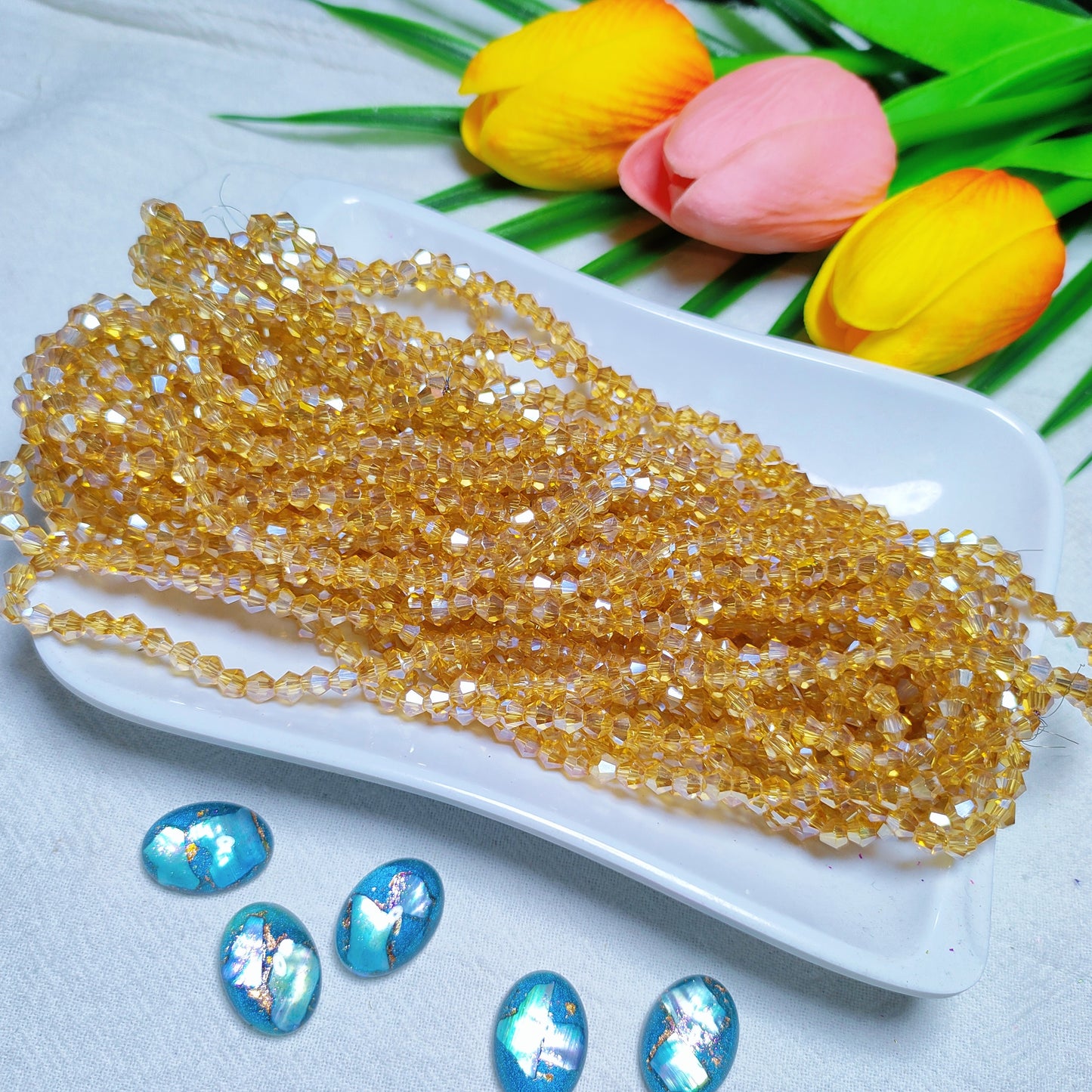 【5 strands≈400pcs】4mm K9 crystal glass bicone beads for DIY bracelet & necklace & keychain accessories