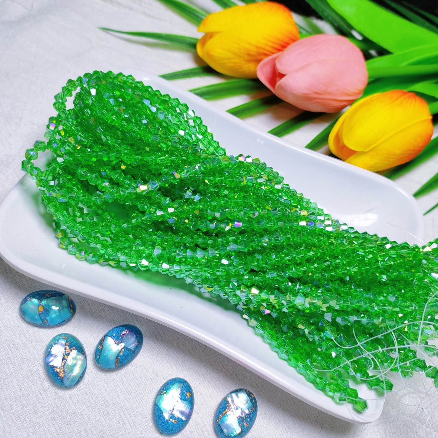 【5 strands≈400pcs】4mm K9 crystal glass bicone beads for DIY bracelet & necklace & keychain accessories