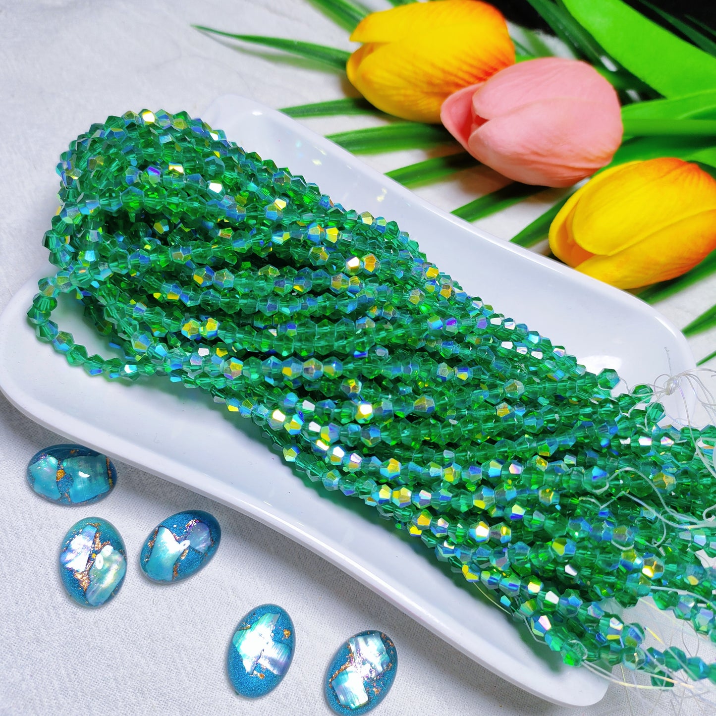 【5 strands≈400pcs】4mm K9 crystal glass bicone beads for DIY bracelet & necklace & keychain accessories