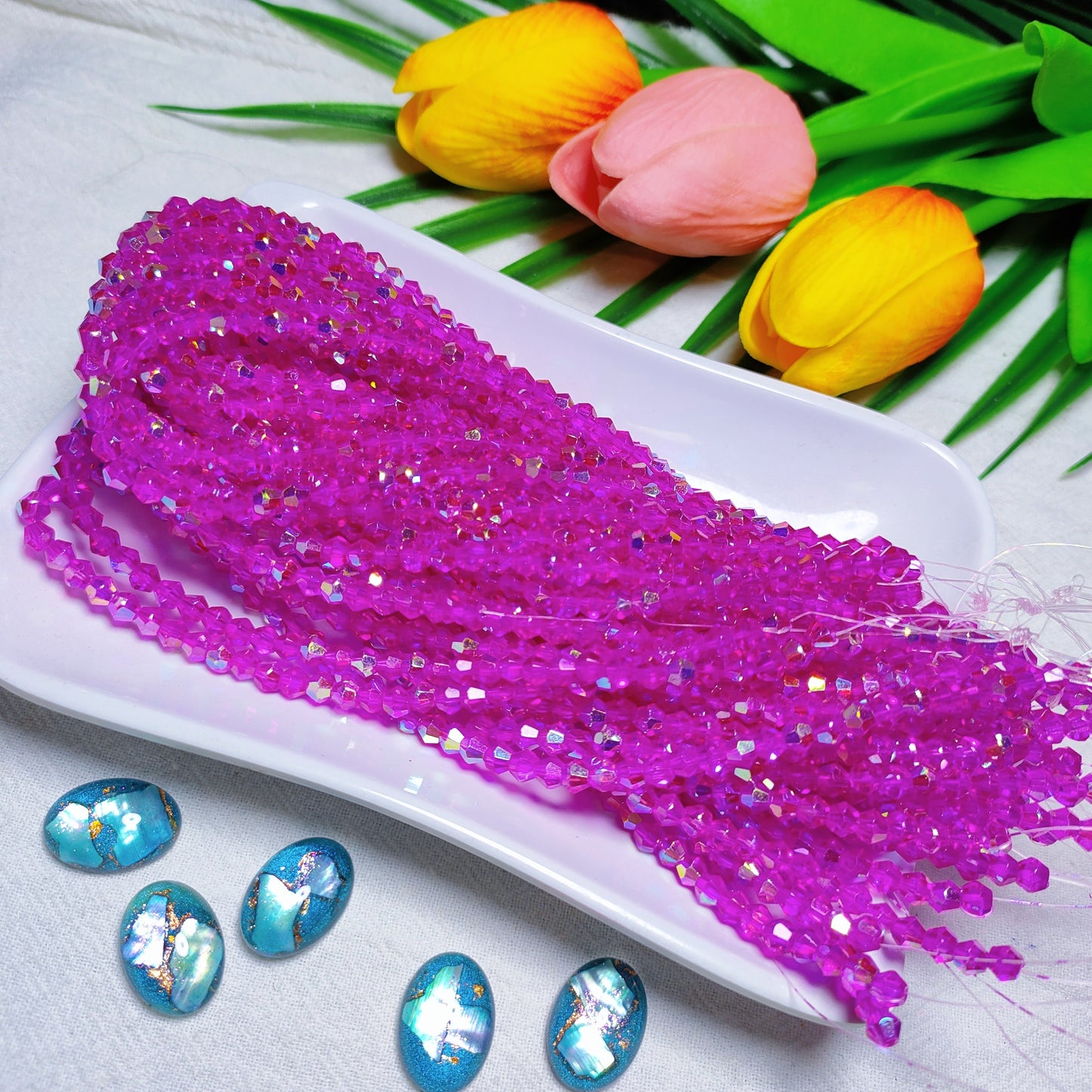 【5 strands≈400pcs】4mm K9 crystal glass bicone beads for DIY bracelet & necklace & keychain accessories