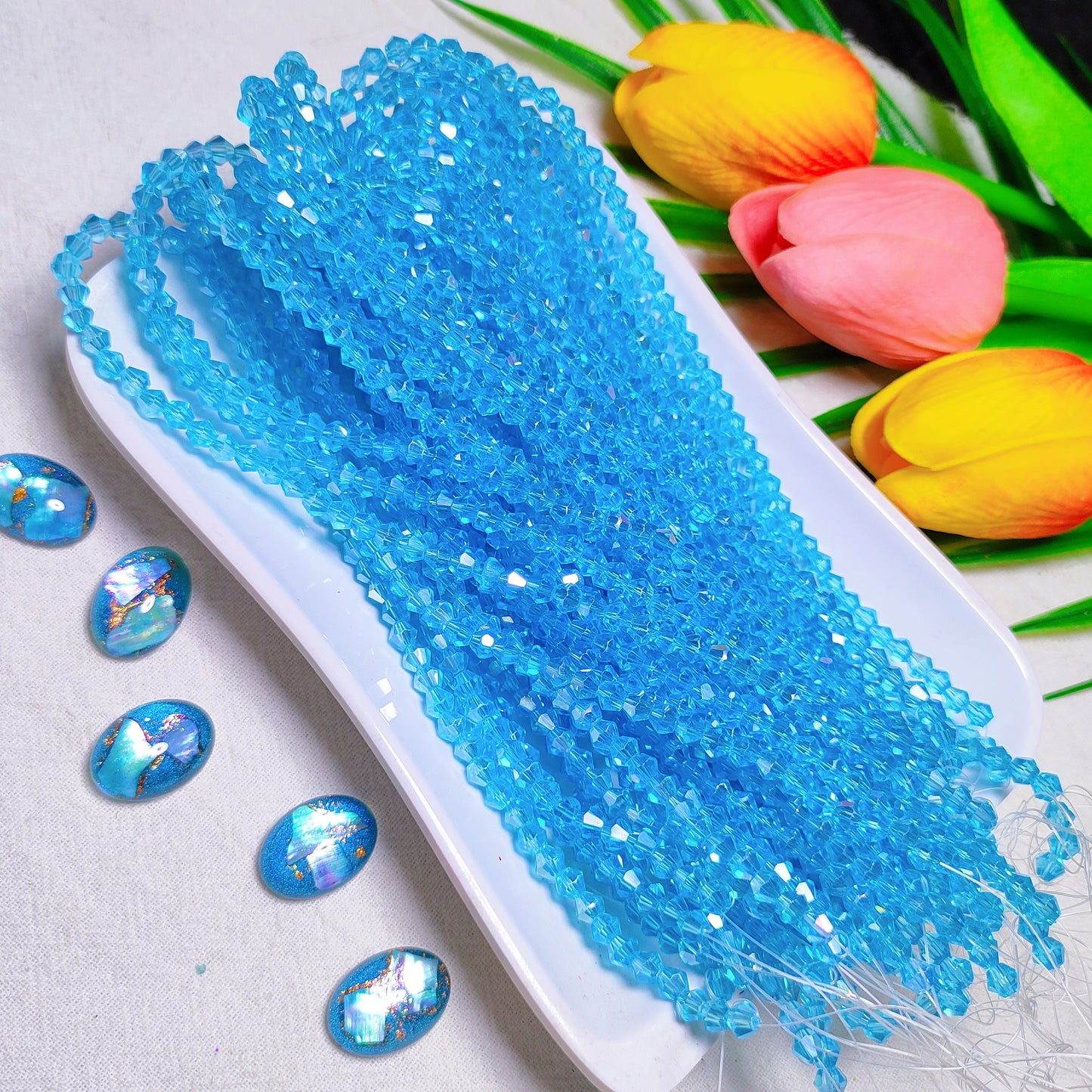 【5 strands≈400pcs】4mm K9 crystal glass bicone beads for DIY bracelet & necklace & keychain accessories
