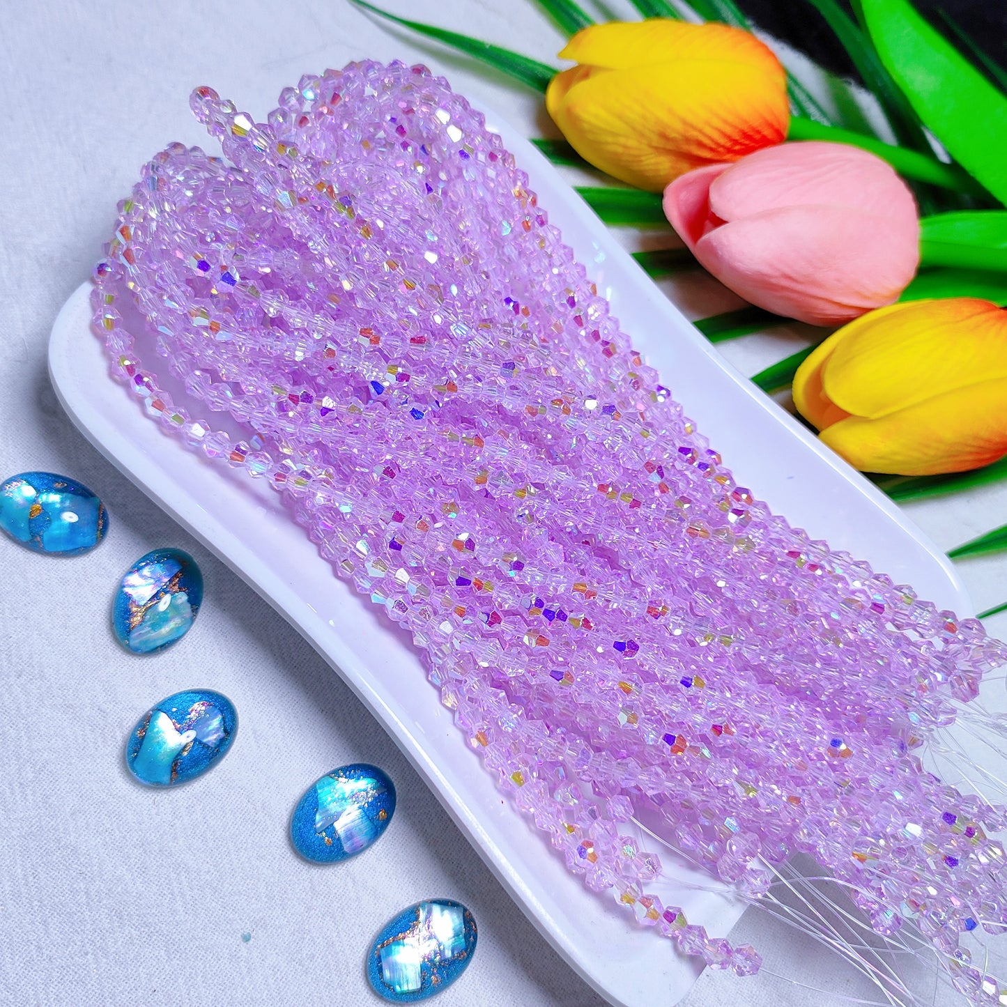 【5 strands≈400pcs】4mm K9 crystal glass bicone beads for DIY bracelet & necklace & keychain accessories