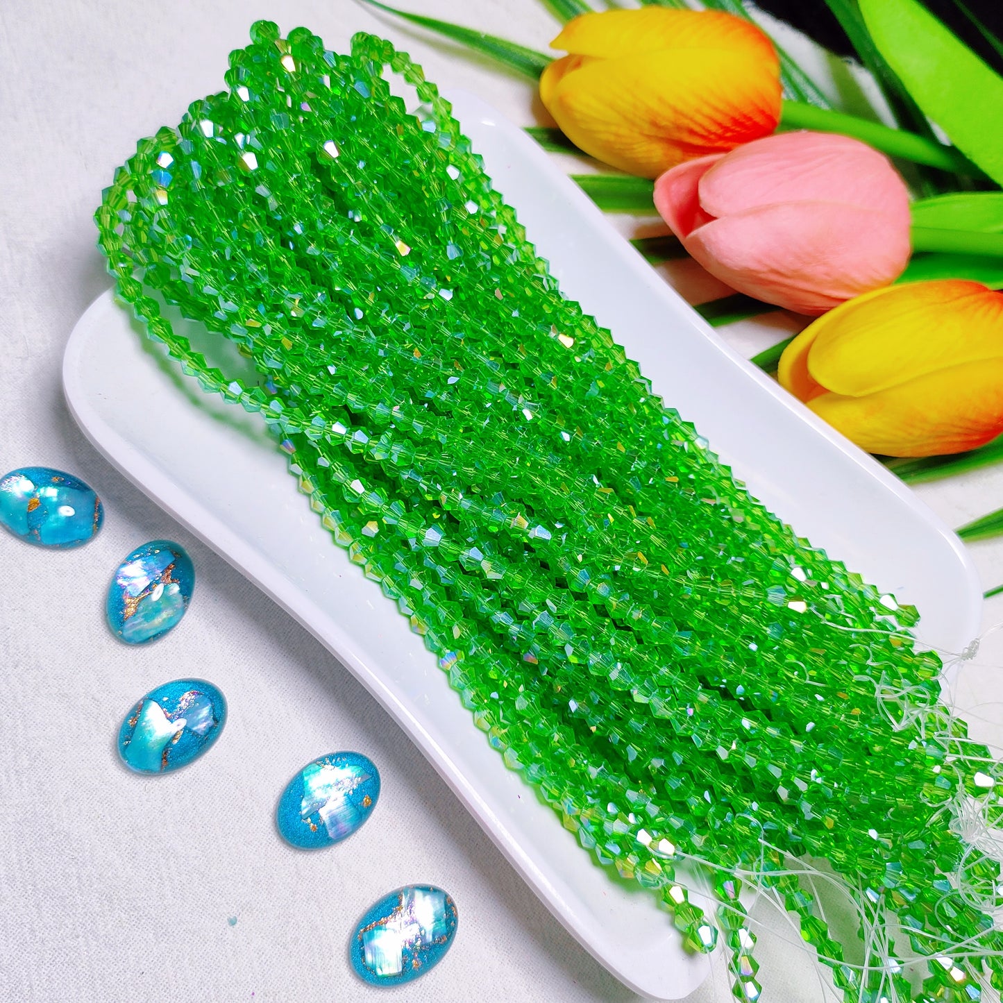 【5 strands≈400pcs】4mm K9 crystal glass bicone beads for DIY bracelet & necklace & keychain accessories
