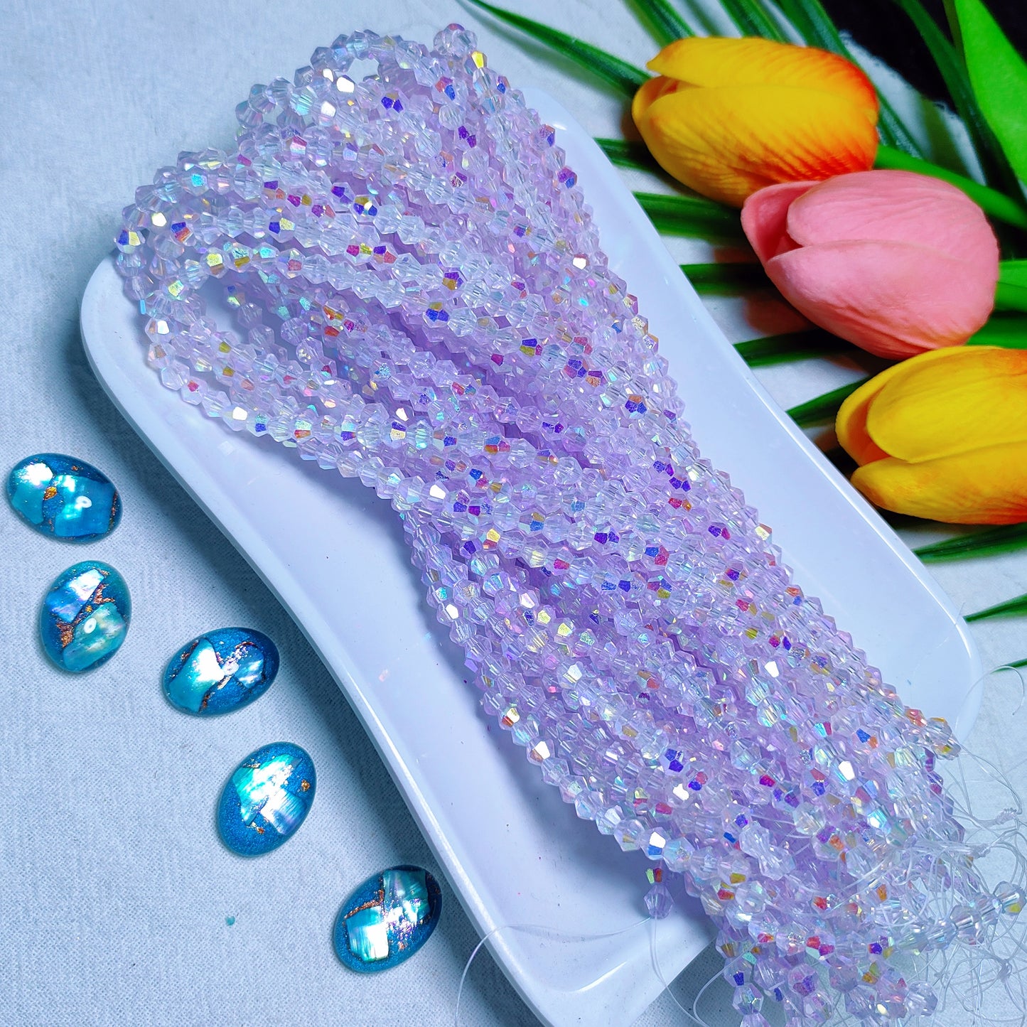 【5 strands≈400pcs】4mm K9 crystal glass bicone beads for DIY bracelet & necklace & keychain accessories
