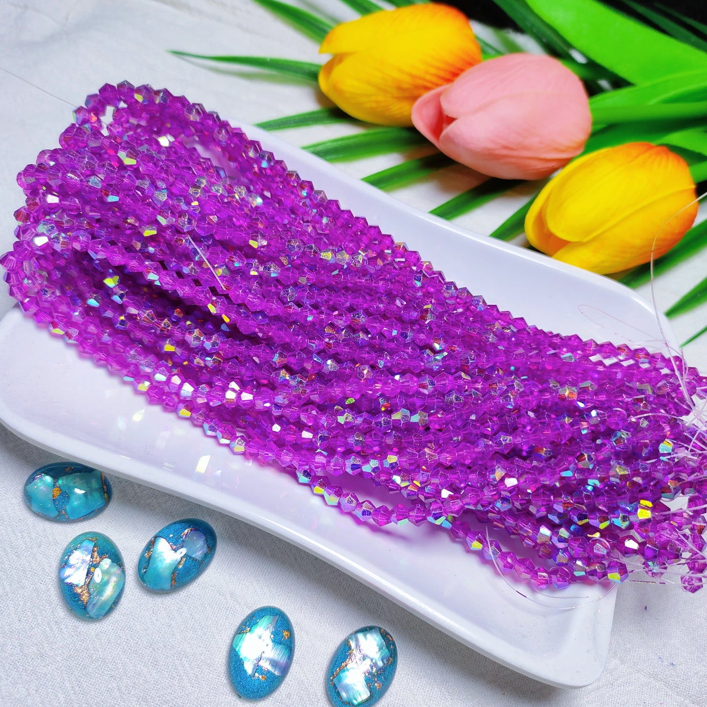 【5 strands≈400pcs】4mm K9 crystal glass bicone beads for DIY bracelet & necklace & keychain accessories