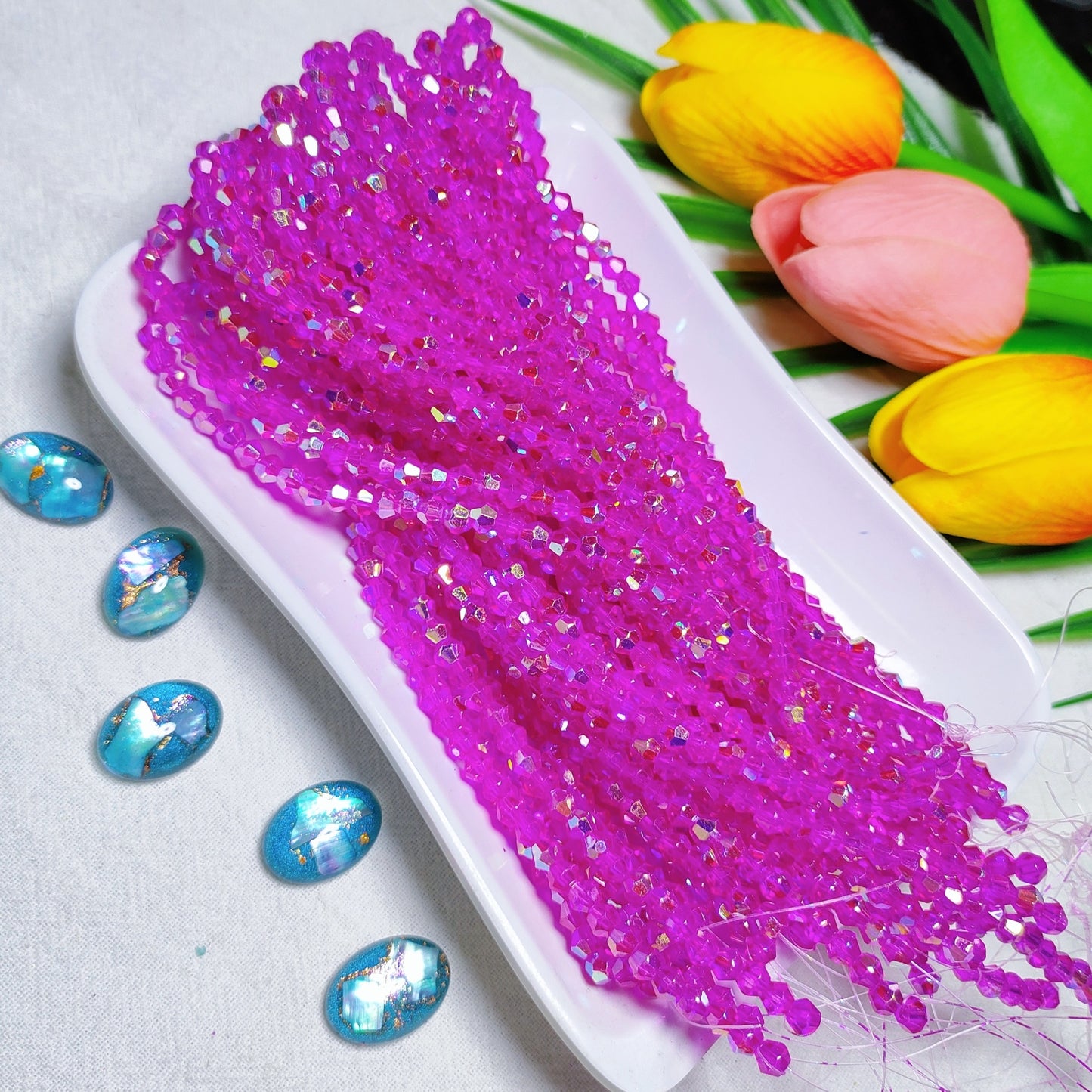 【5 strands≈400pcs】4mm K9 crystal glass bicone beads for DIY bracelet & necklace & keychain accessories