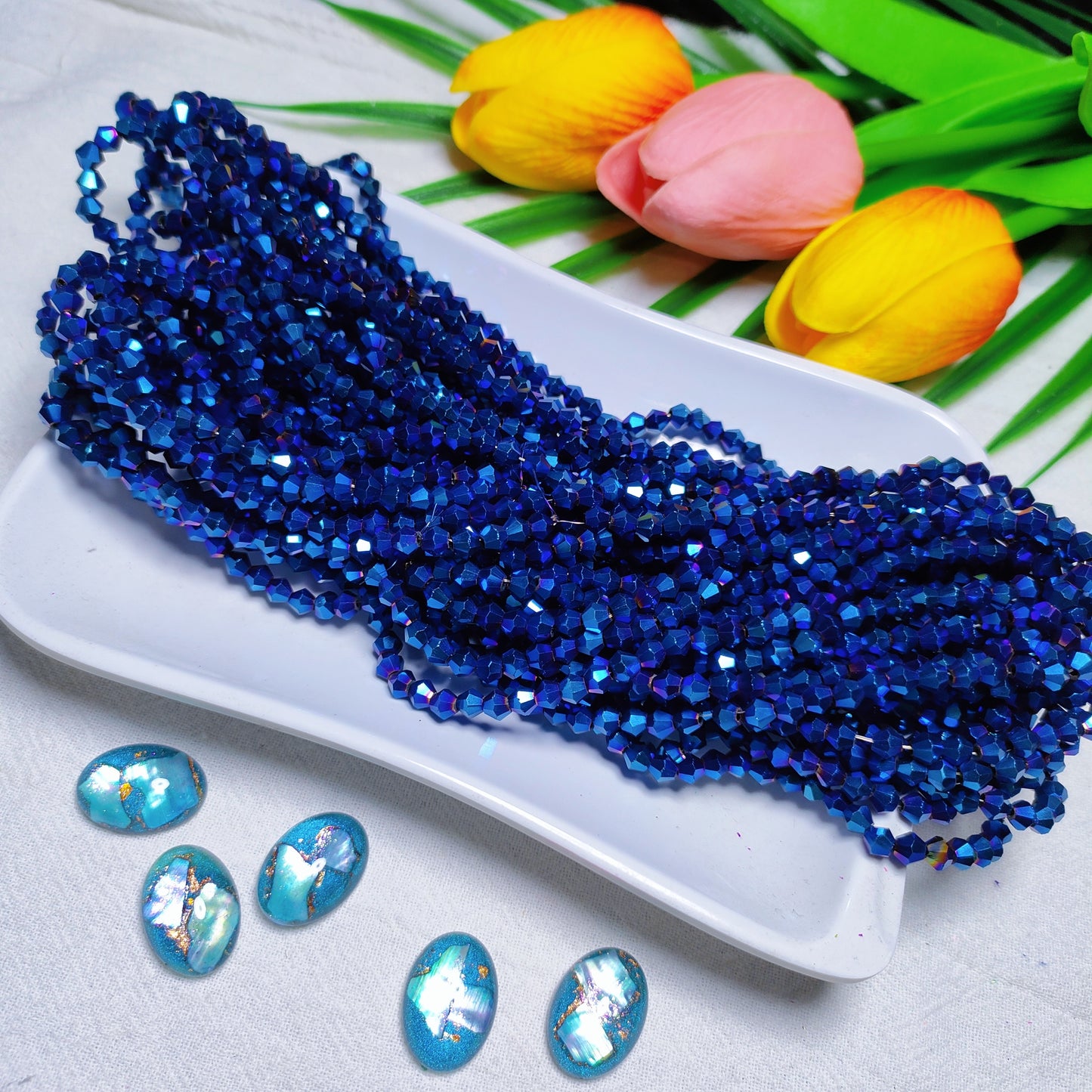【5 strands≈400pcs】4mm K9 crystal glass bicone beads for DIY bracelet & necklace & keychain accessories