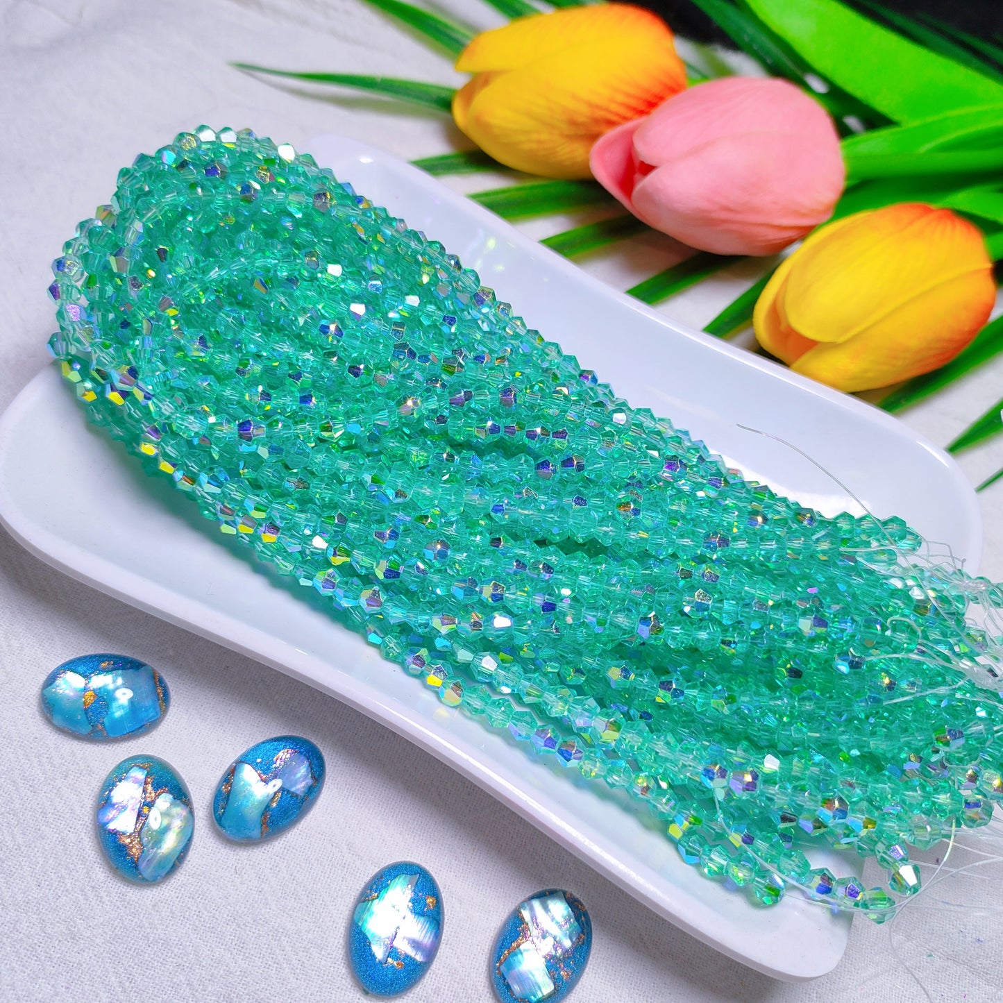 【5 strands≈400pcs】4mm K9 crystal glass bicone beads for DIY bracelet & necklace & keychain accessories