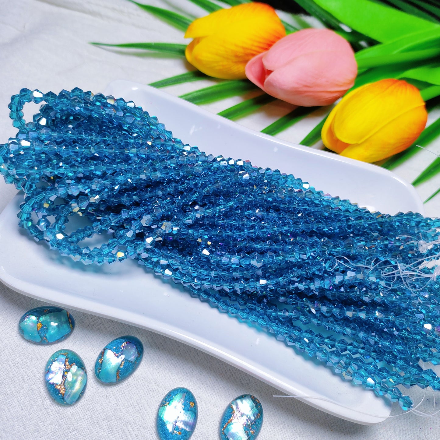 【5 strands≈400pcs】4mm K9 crystal glass bicone beads for DIY bracelet & necklace & keychain accessories