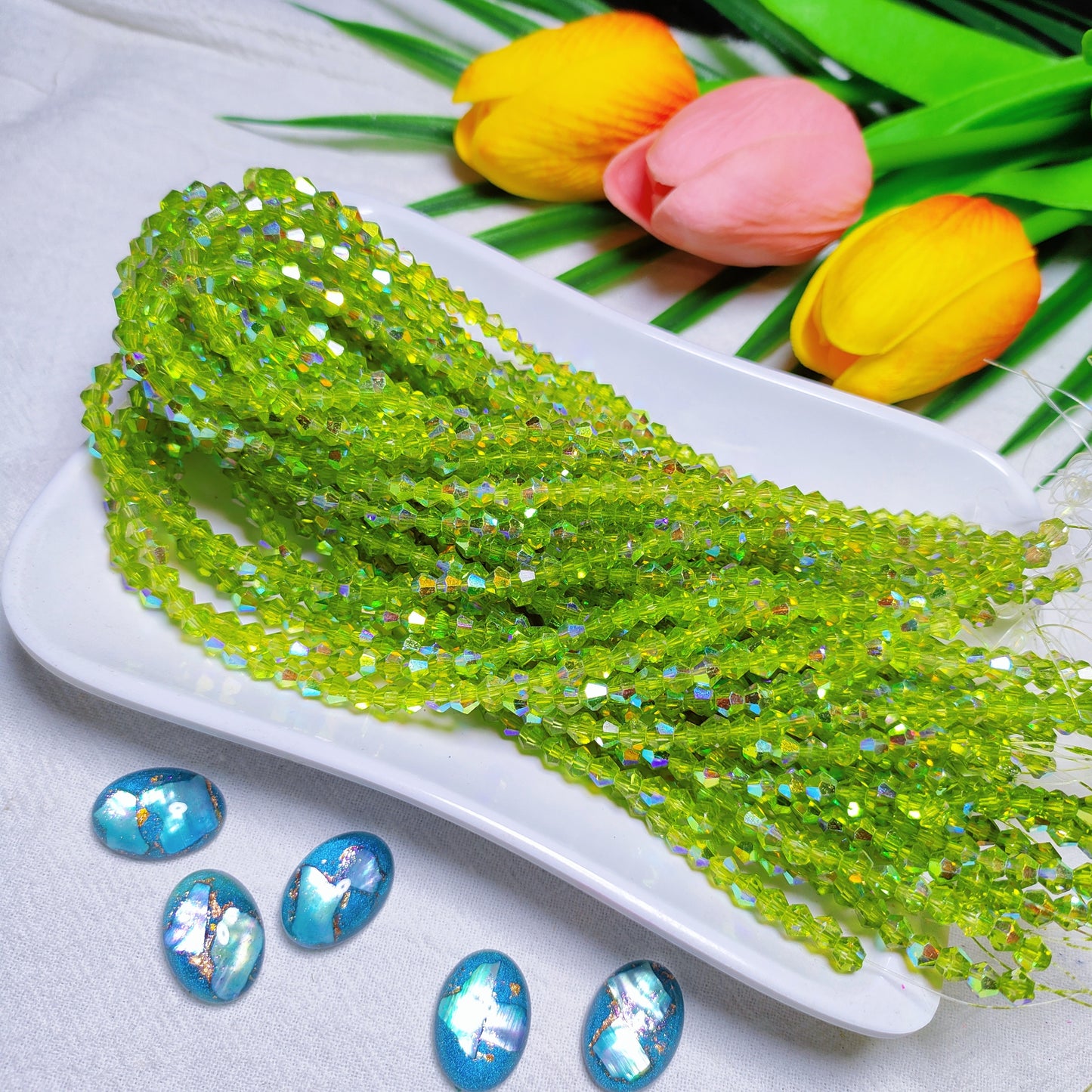【5 strands≈400pcs】4mm K9 crystal glass bicone beads for DIY bracelet & necklace & keychain accessories