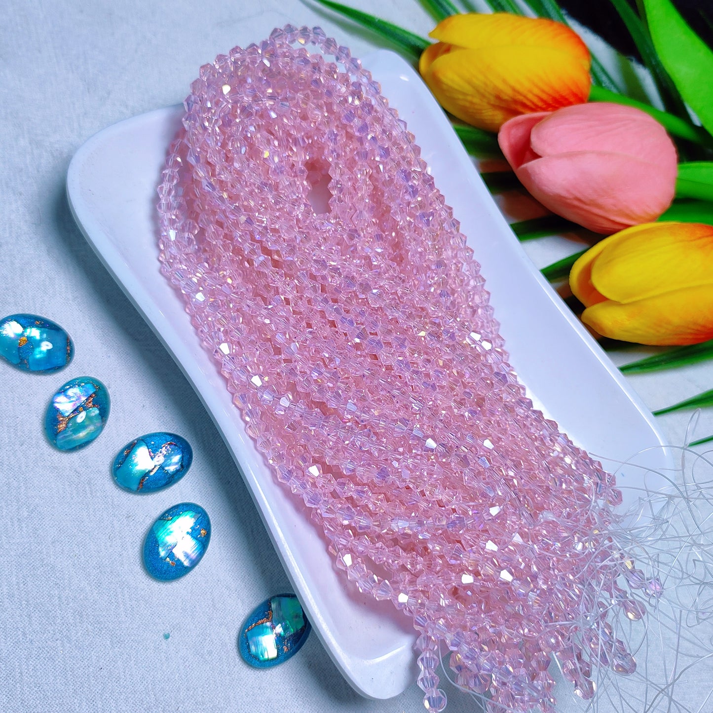 【5 strands≈400pcs】4mm K9 crystal glass bicone beads for DIY bracelet & necklace & keychain accessories