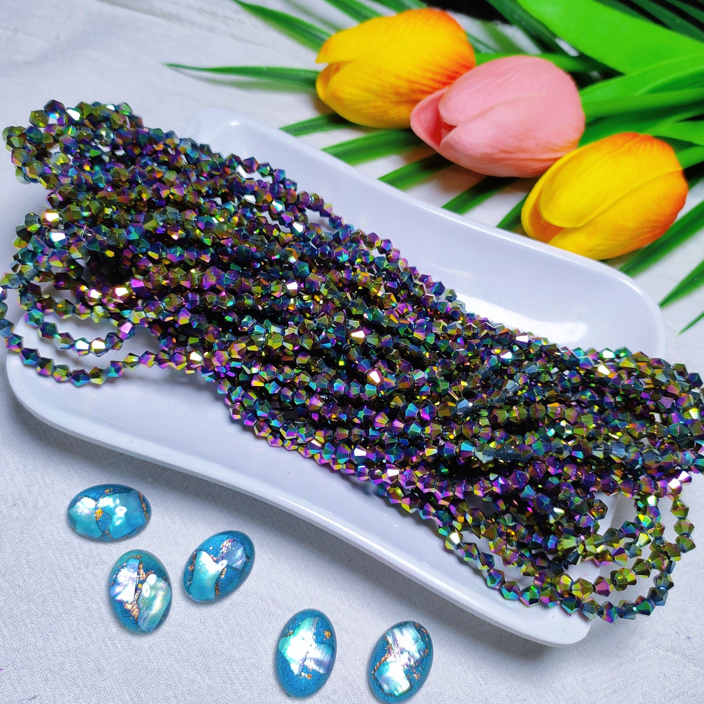 【5 strands≈400pcs】4mm K9 crystal glass bicone beads for DIY bracelet & necklace & keychain accessories