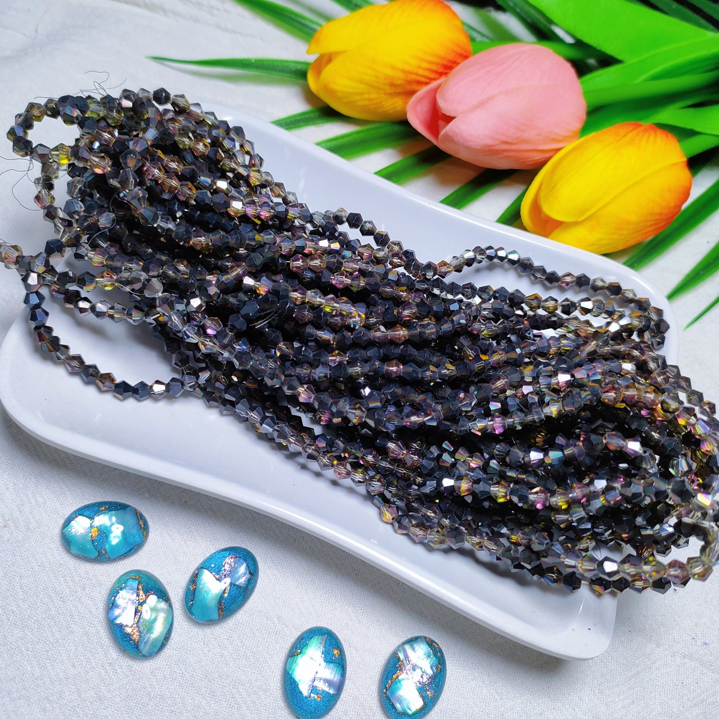 【5 strands≈400pcs】4mm K9 crystal glass bicone beads for DIY bracelet & necklace & keychain accessories