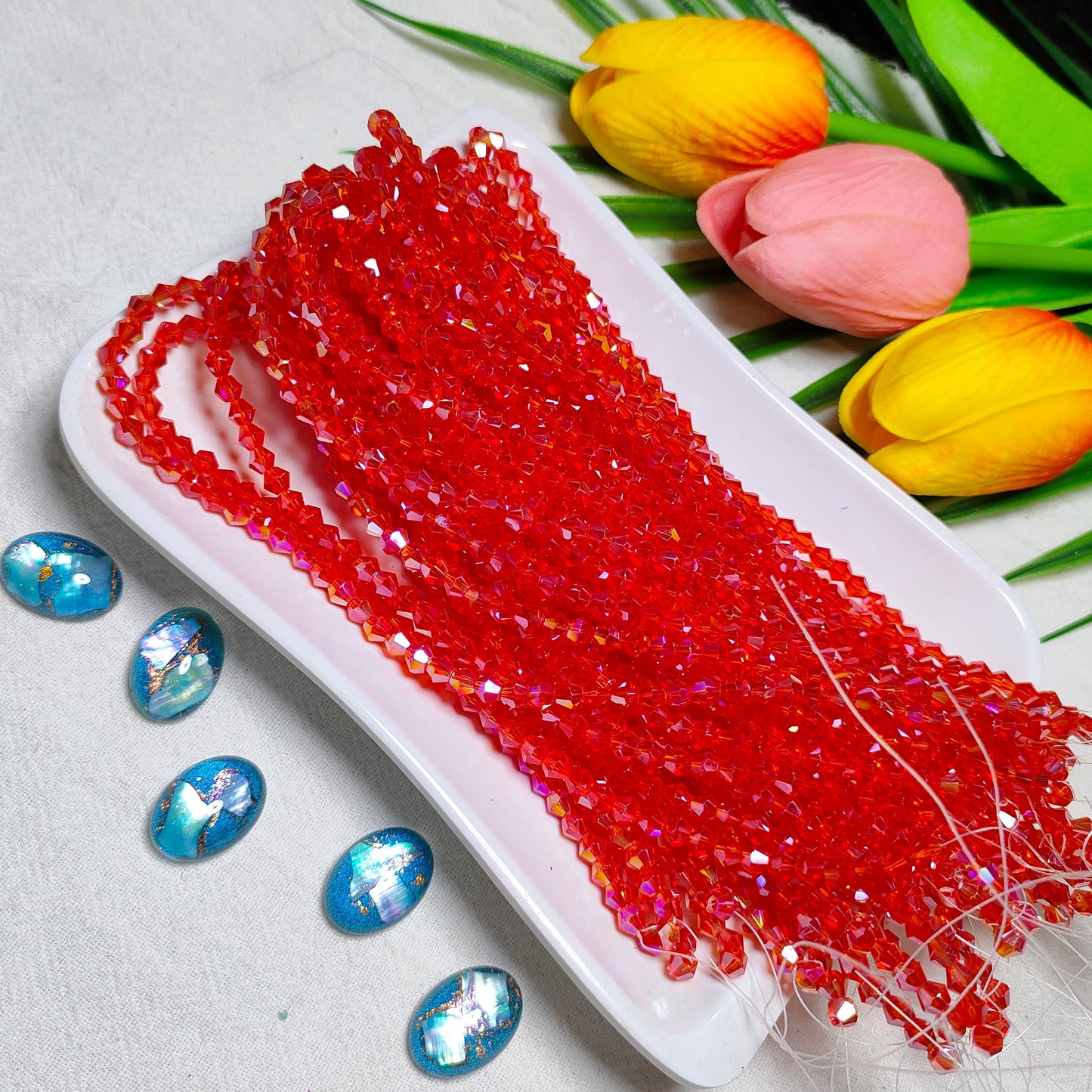 【5 strands≈400pcs】4mm K9 crystal glass bicone beads for DIY bracelet & necklace & keychain accessories