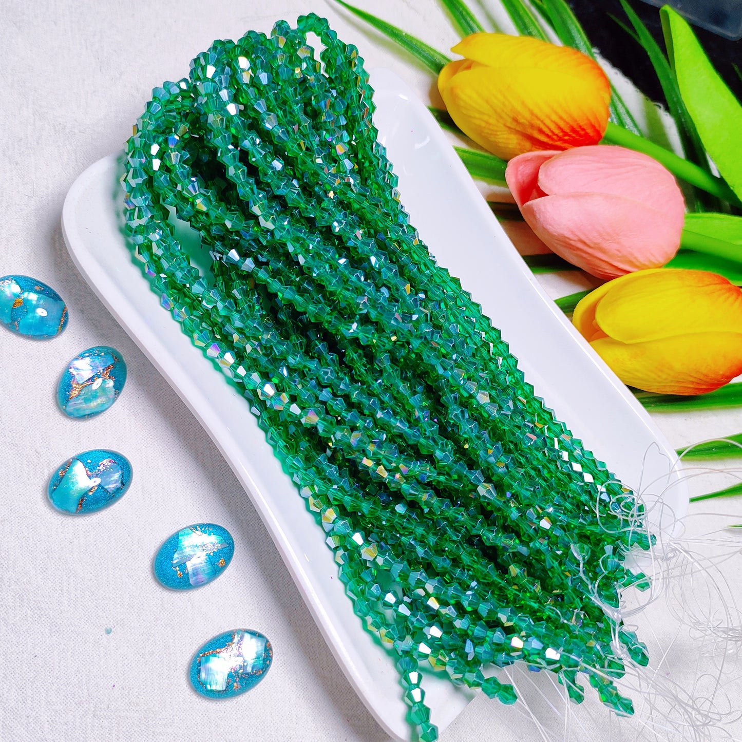 【5 strands≈400pcs】4mm K9 crystal glass bicone beads for DIY bracelet & necklace & keychain accessories