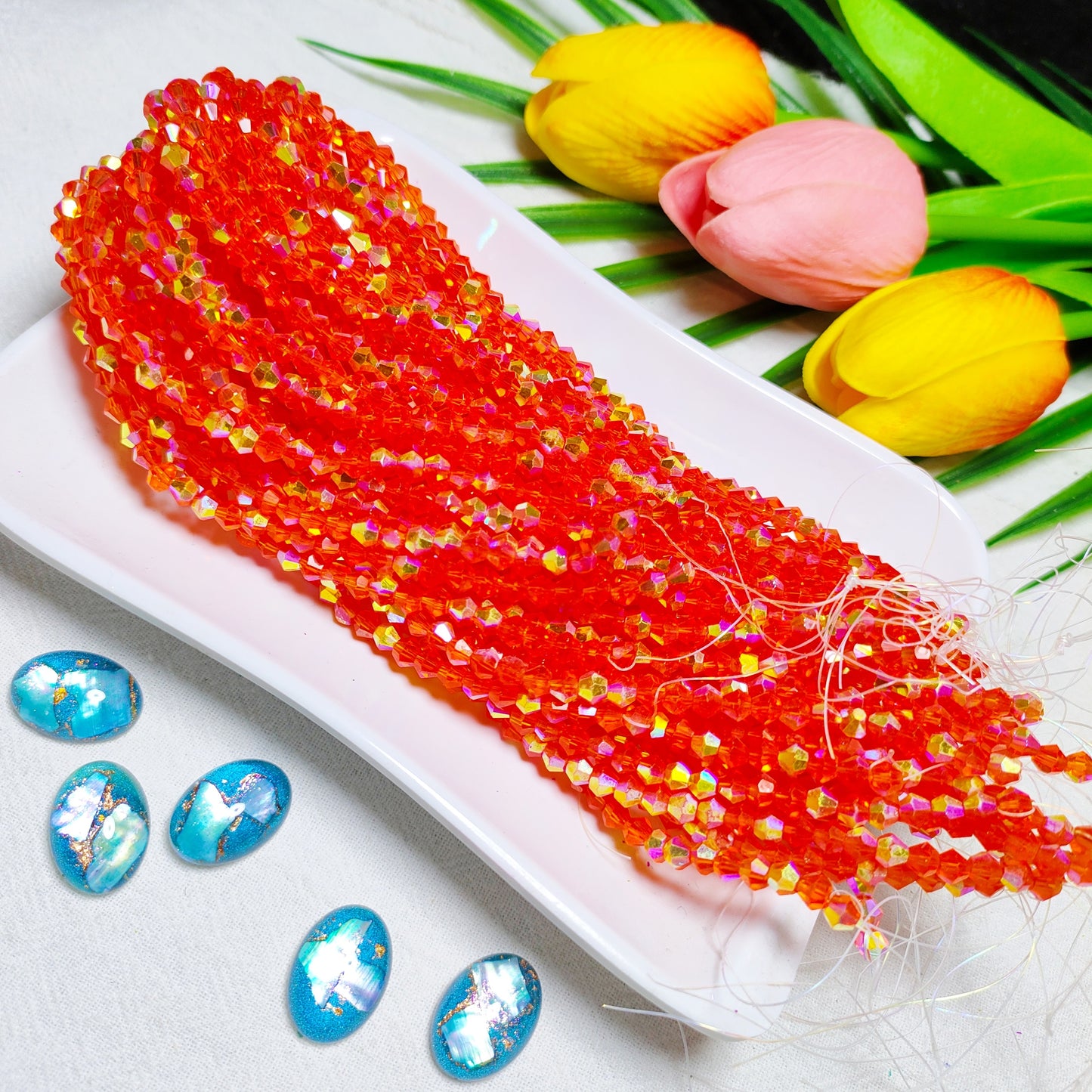 【5 strands≈400pcs】4mm K9 crystal glass bicone beads for DIY bracelet & necklace & keychain accessories