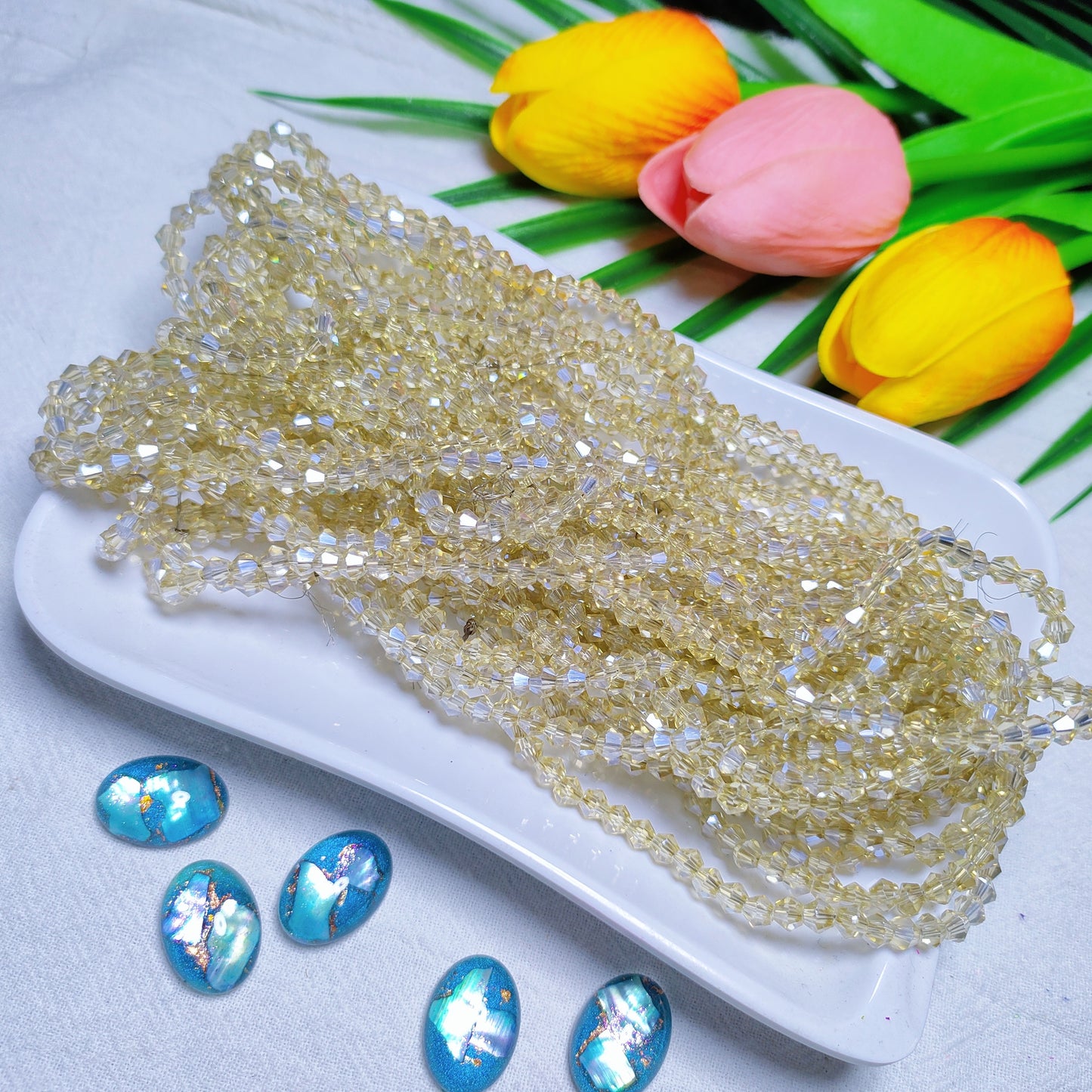 【5 strands≈400pcs】4mm K9 crystal glass bicone beads for DIY bracelet & necklace & keychain accessories