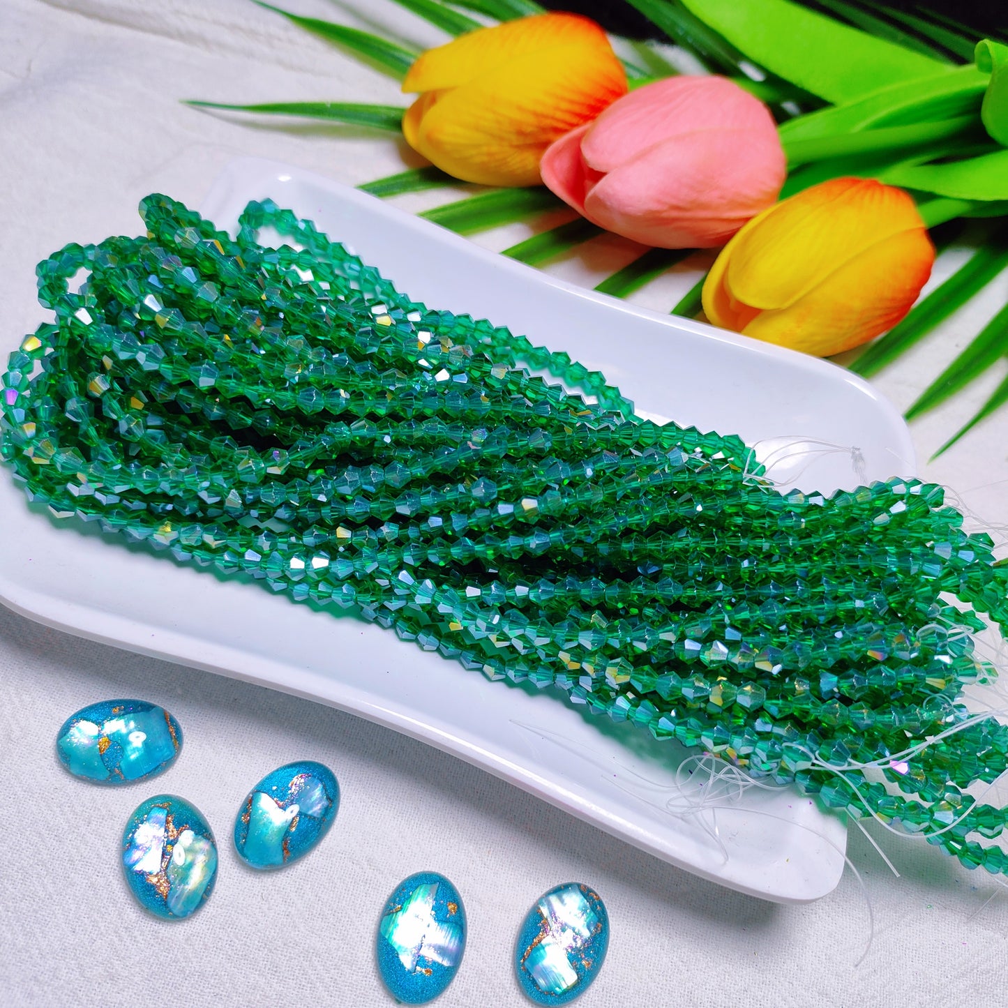 【5 strands≈400pcs】4mm K9 crystal glass bicone beads for DIY bracelet & necklace & keychain accessories