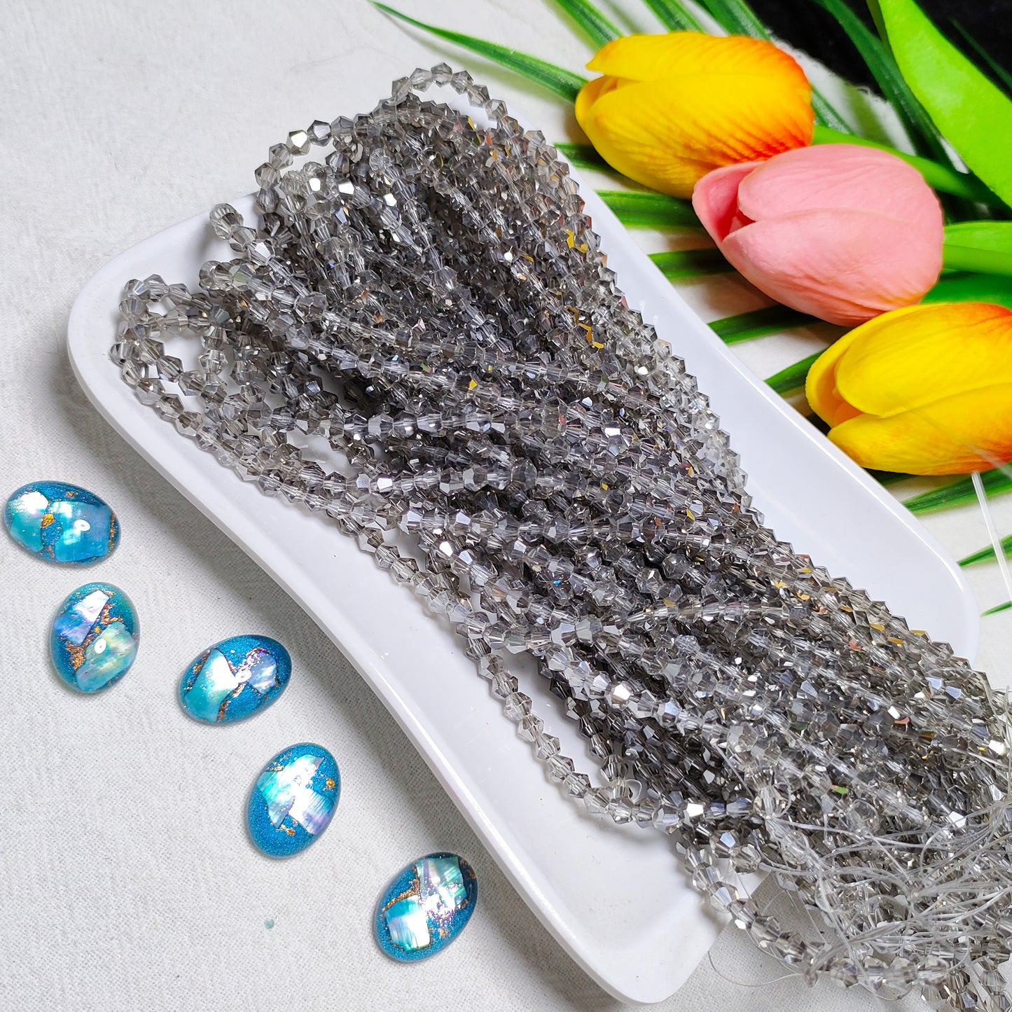 【5 strands≈400pcs】4mm K9 crystal glass bicone beads for DIY bracelet & necklace & keychain accessories