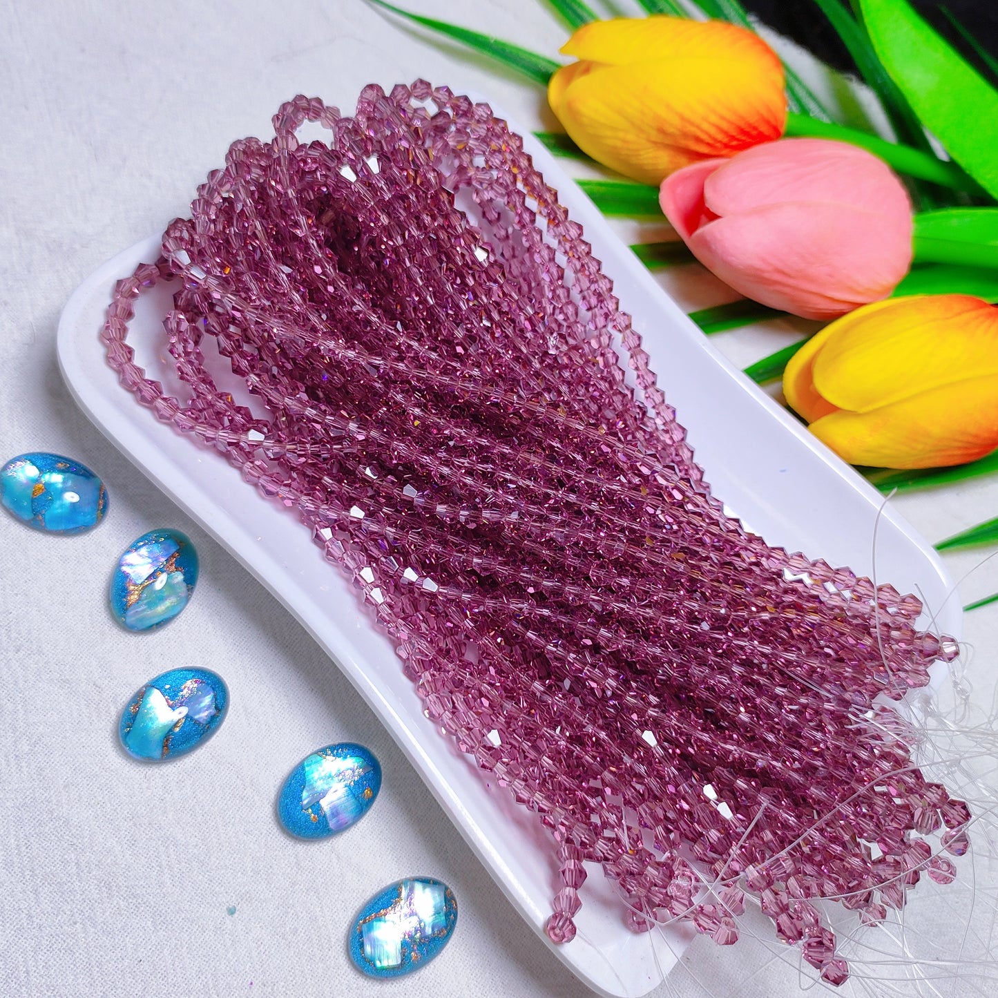 【5 strands≈400pcs】4mm K9 crystal glass bicone beads for DIY bracelet & necklace & keychain accessories