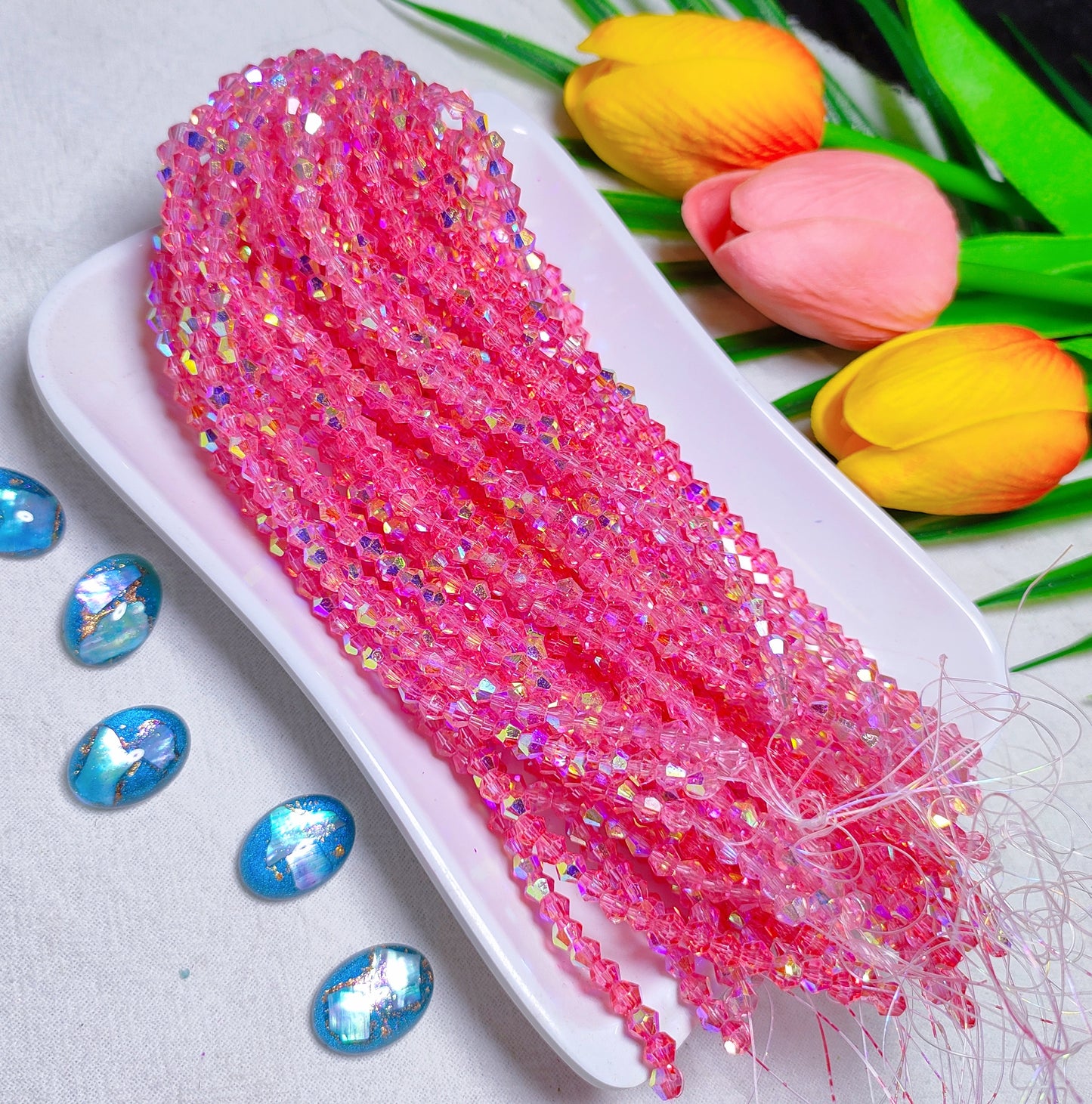 【5 strands≈400pcs】4mm K9 crystal glass bicone beads for DIY bracelet & necklace & keychain accessories
