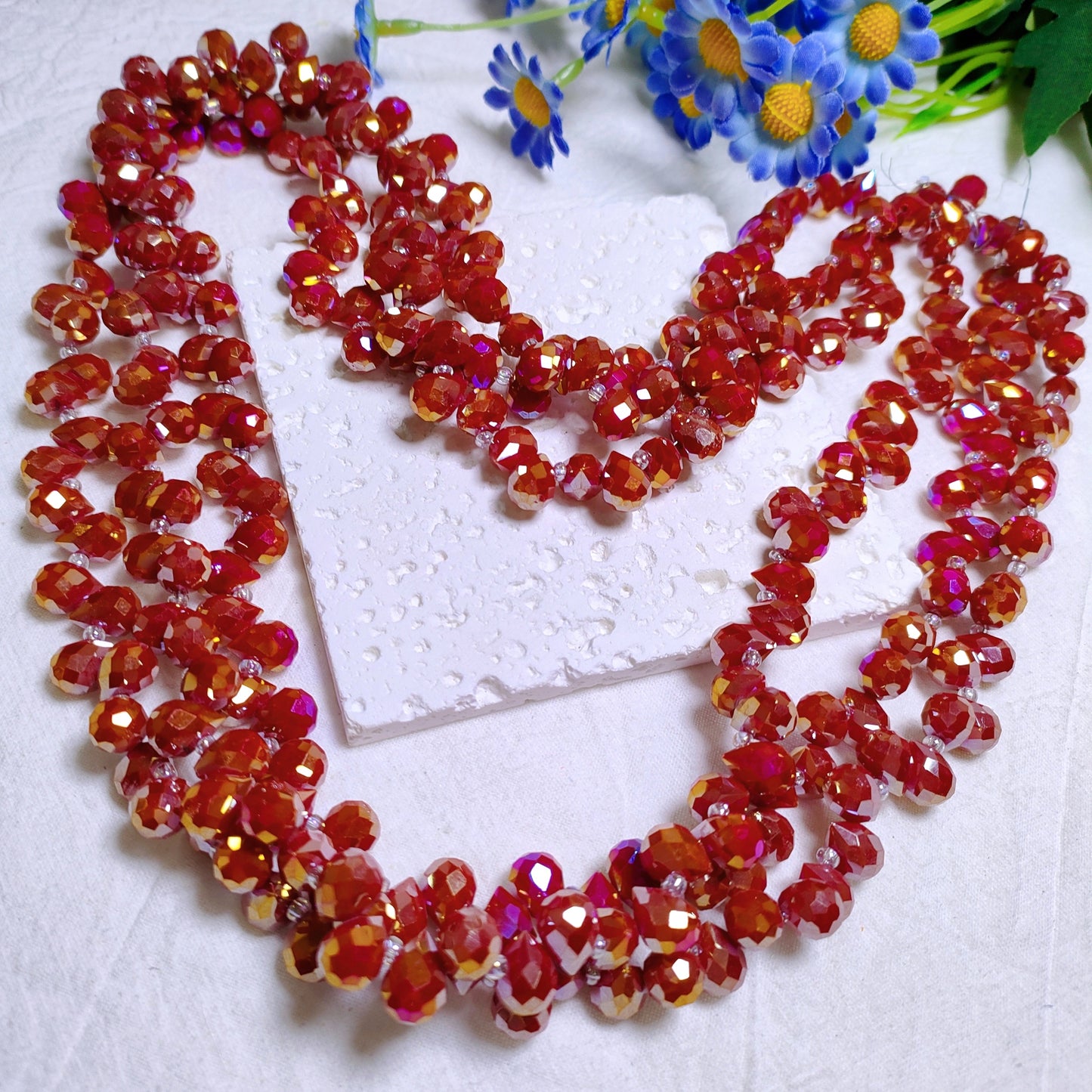 8mm horizontal hole faceted K9 crystal glass strawberry water drop beads 94pcs per strand for DIY bracelet&keychain&car hangers ect accessories material